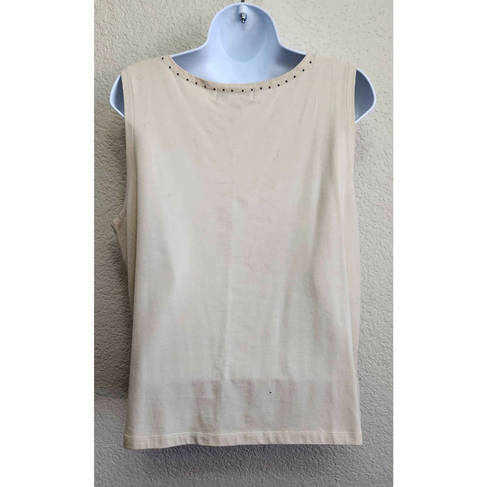 Other Draper's & Damon's Tan Beige Round Neck Sleeveless Top PL Size L / US 10 / IT 46 - 3 Thumbnail