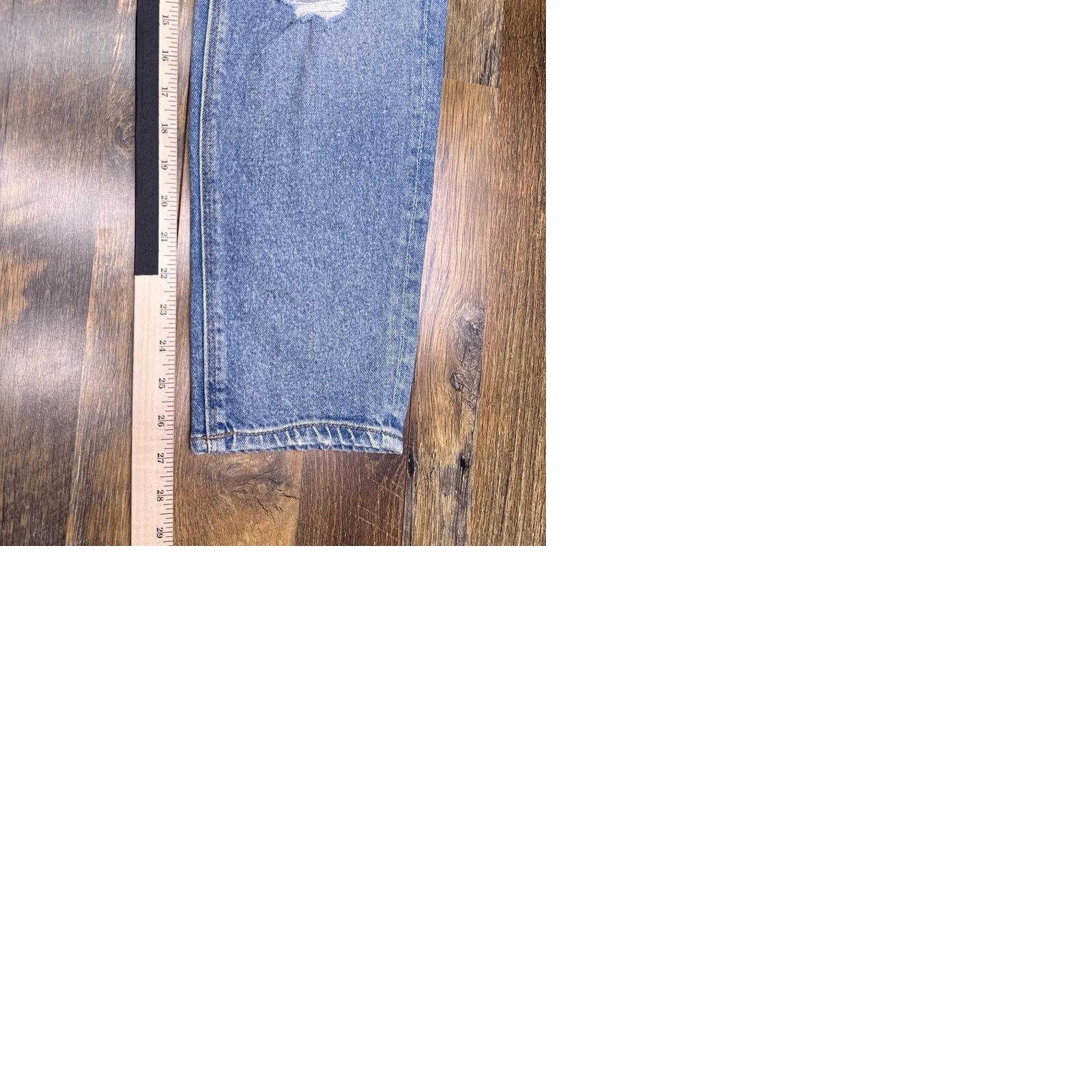 American Eagle Outfitters American Eagle Mom Jeans Womens 8 29W High Rise Stretch Distressed New Blue 90s Grunge Retro Logo Jeans Womens Style Mom Size 30" / US 8 / IT 44 - 9 Thumbnail