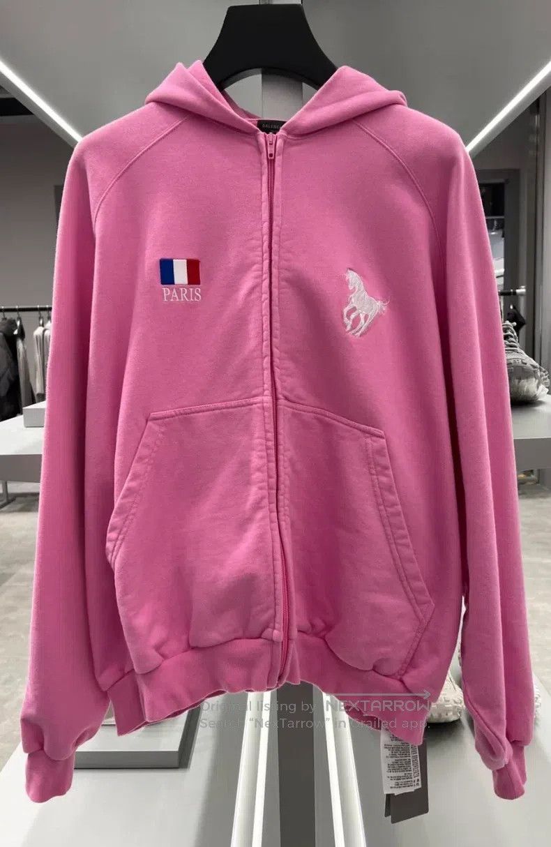 Balenciaga Balenciaga Pink War Horse Zip Hoodie Size US S / EU 44-46 / 1 - 1 Thumbnail