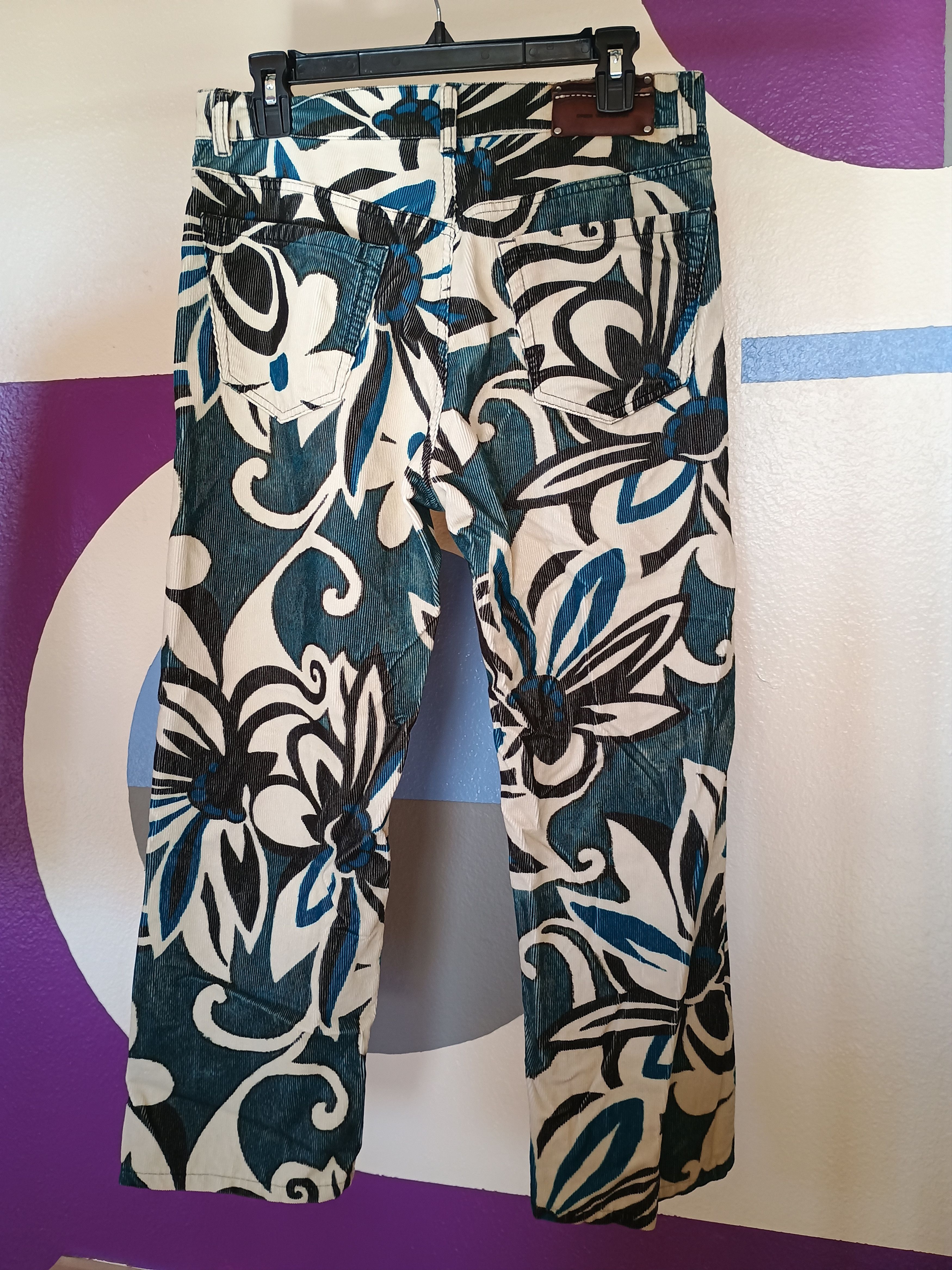 Dries Van Noten Floral print corduroy straight leg pants Size US 29 - 2 Thumbnail
