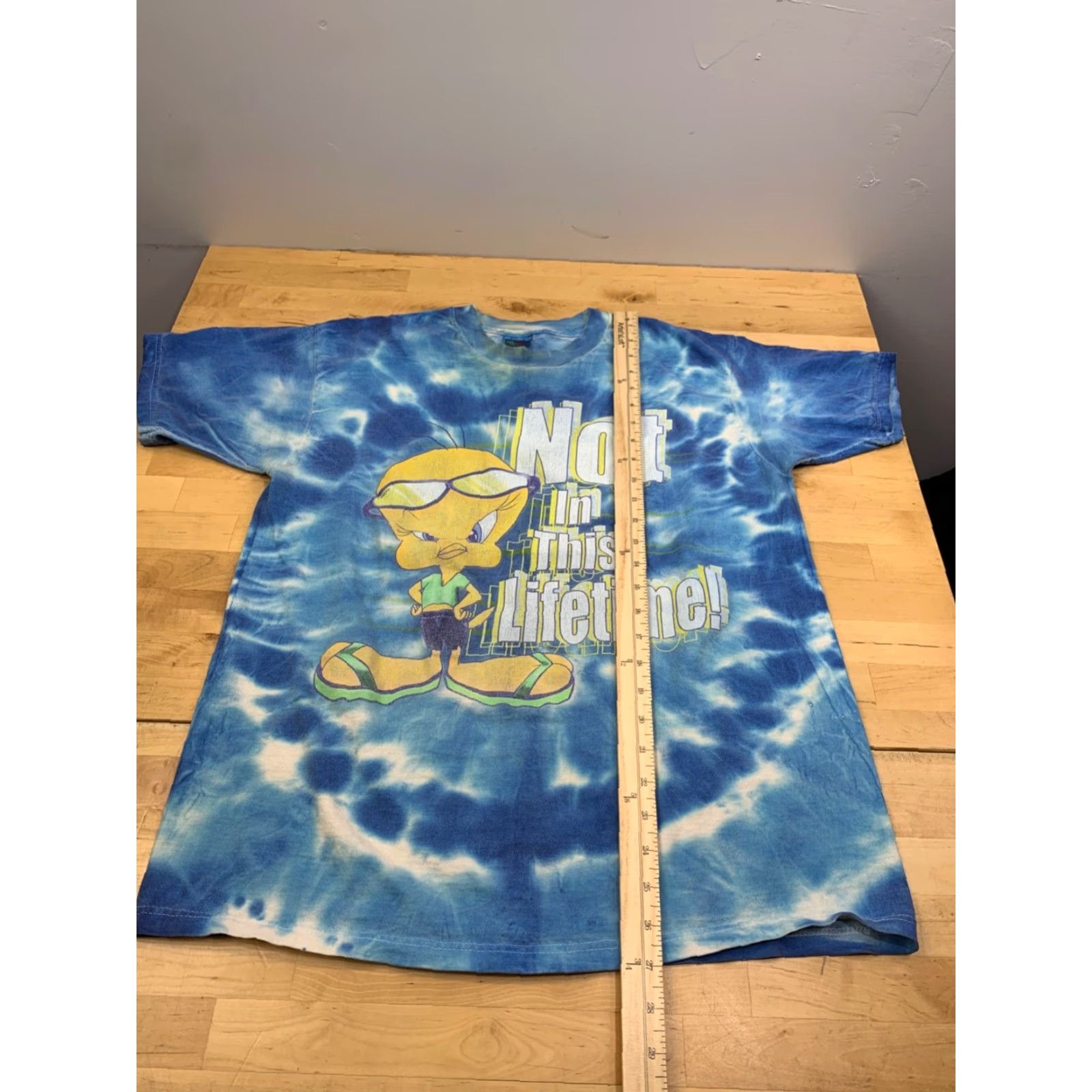 Fruit Of The Loom VINTAGE Tweety Bird Shirt Mens L Blue Tie Dye Not in this Lifetime Y2K 12353 Size US L / EU 52-54 / 3 - 5 Thumbnail