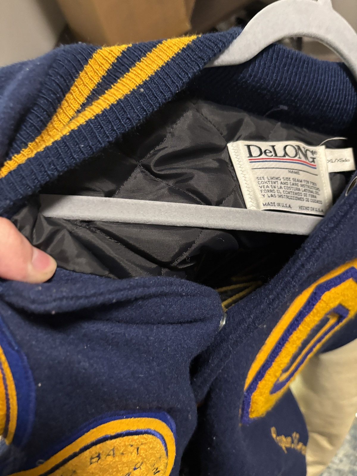 Vintage Vintage 90s navy blue varsity jacket with patches navy blue Size US XL / EU 56 / 4 - 7 Thumbnail