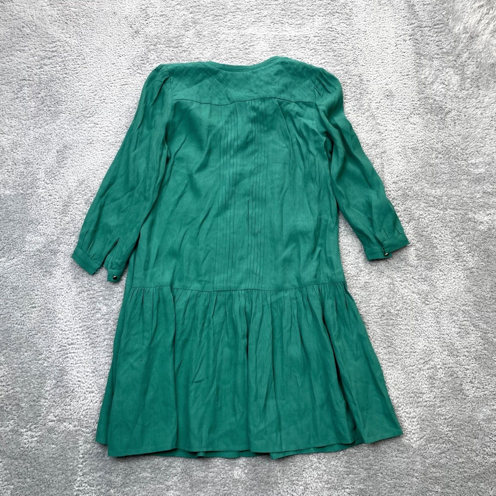 Anthropologie VINTAGE? Maeve Dress Womens Extra Small Green Drop Waist Pleated V Neck Anthropologie Dress Size XS / US 0-2 / IT 36-38 - 2 Thumbnail