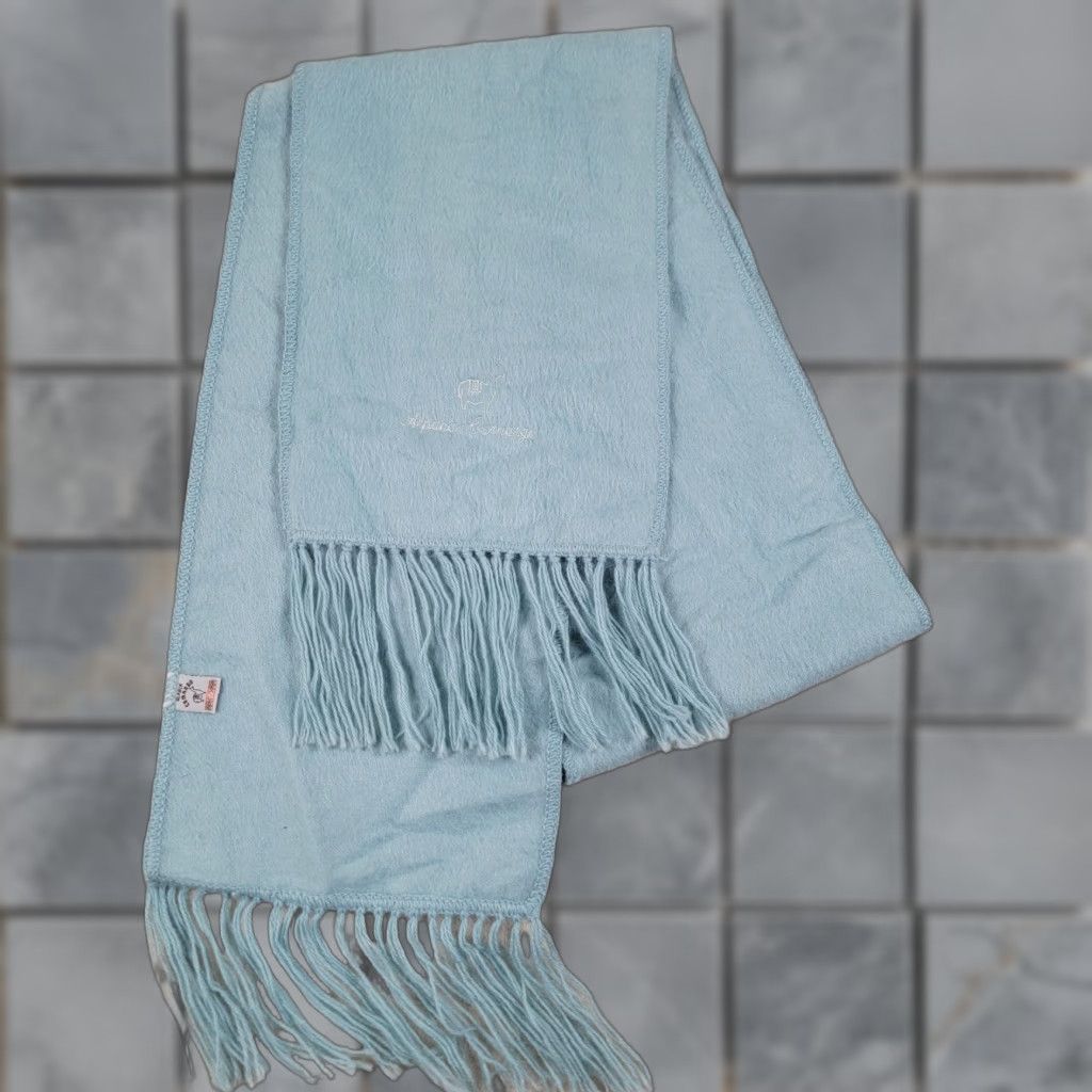 Vintage ALPACA CAMARGO Blue UNISEX Long Scarf 100% Alpaca Rectangle Scarf Winter Neck Warmer MADE IN PERU Womens Mens Size ONE SIZE - 1 Thumbnail