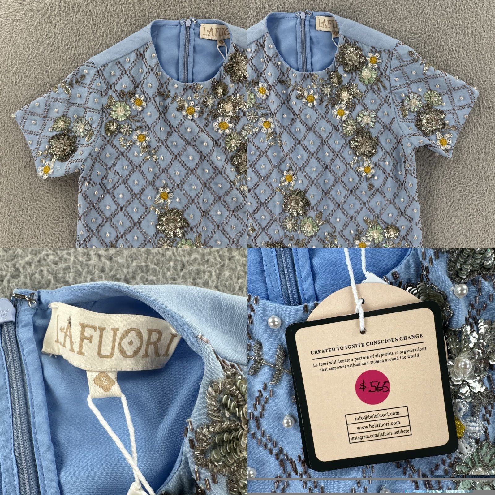 Vintage VINTAGE La Fuori Silk Blouse Women’s S Blue Embroidered NWT Sustainable Shirt Mens Women? Size S / US 4 / IT 40 - 8 Thumbnail