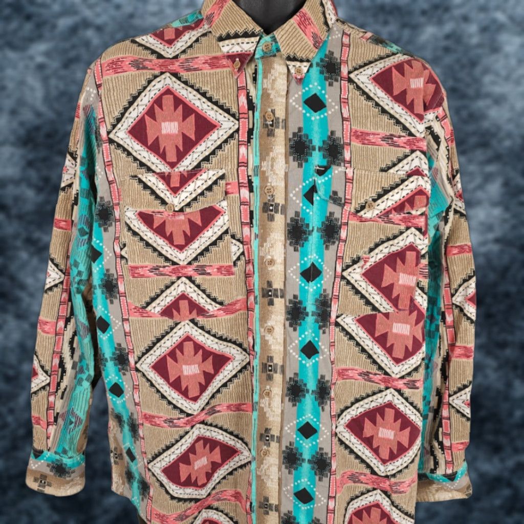 Wrangler VINTAGE Frontier Series Western Shirt Mens Size Large Southwestern Cowboy Wrangler Size US L / EU 52-54 / 3 - 1 Thumbnail