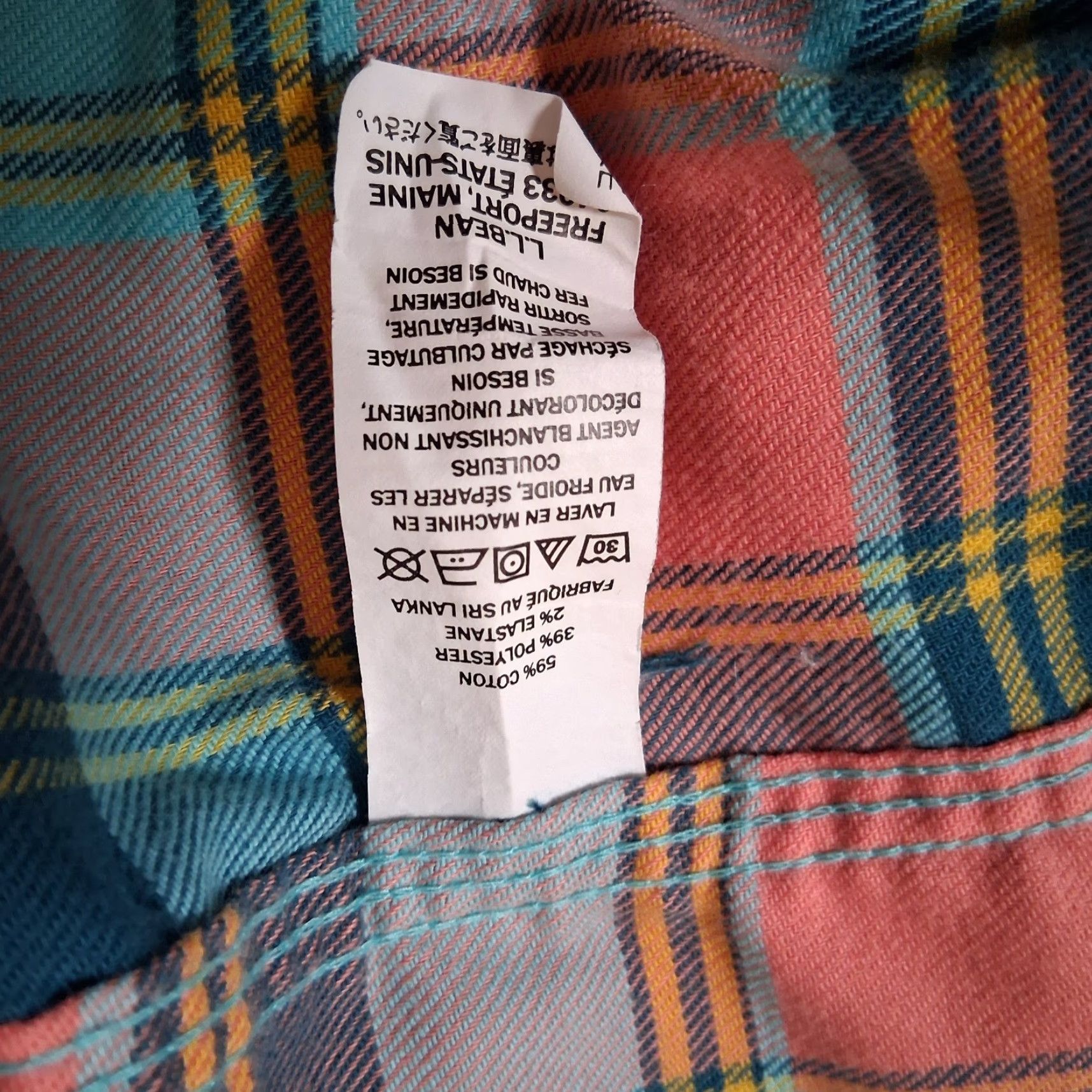 Vintage LL Bean Flannel Shirt Men XXL Reg Traditional Fit Peach Blue Plaid Button Down Size US XXL / EU 58 / 5 - 7 Thumbnail