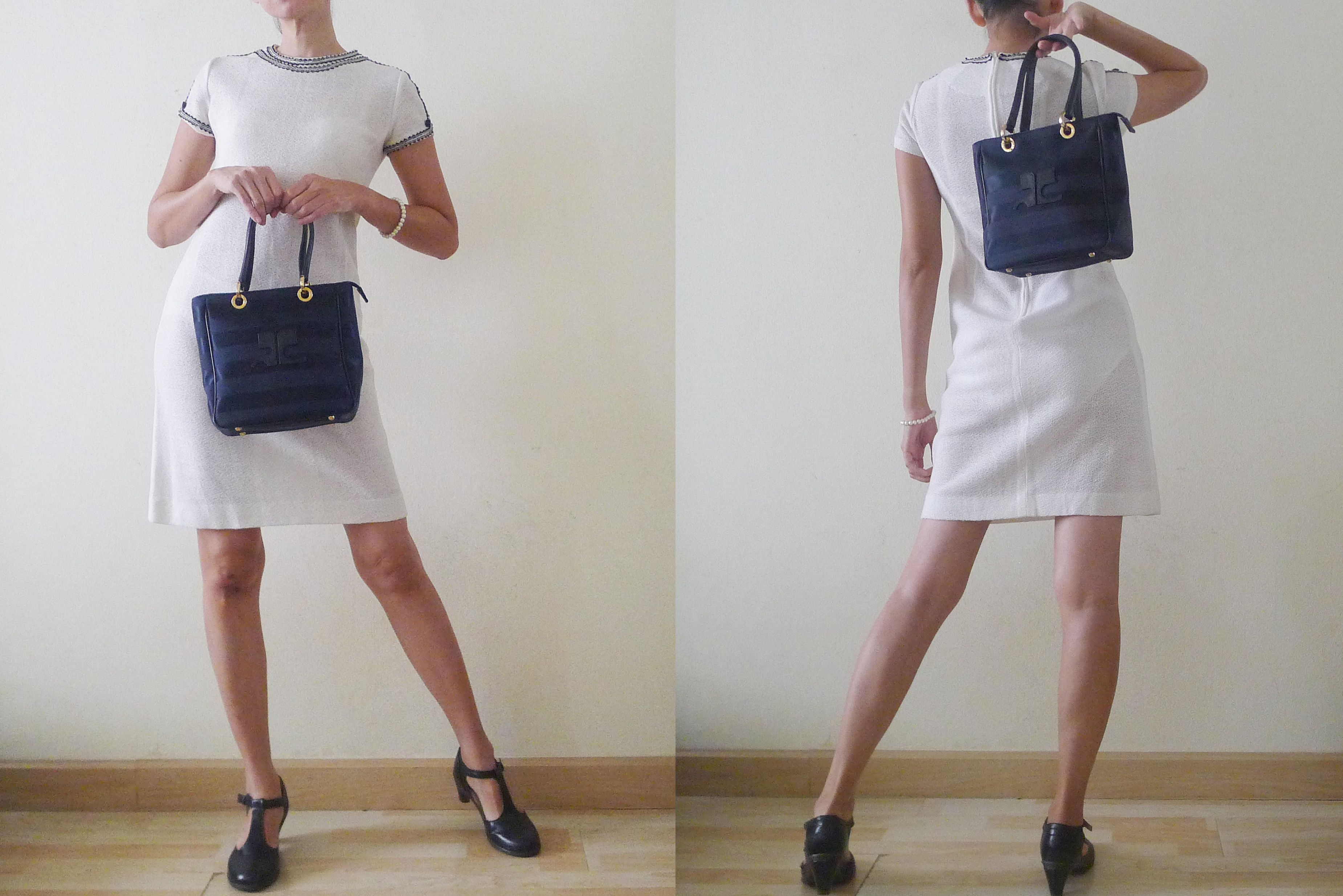 Courreges COURRÈGES PARIS Navy nylon handbag with Striped textured Size ONE SIZE - 9 Thumbnail