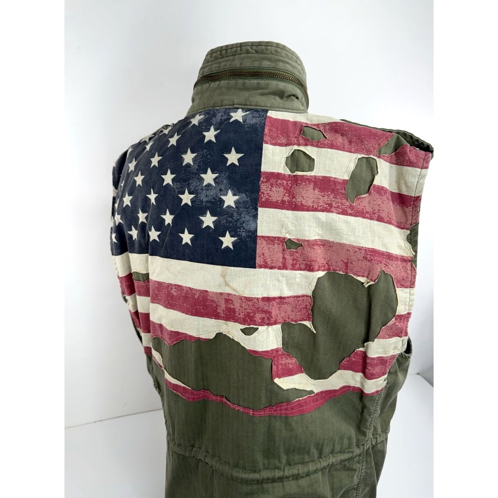Ralph Lauren RALPH LAUREN Denim & Supply Military USA XL Distressed Hood Vest Shirt Men Green USA Military Distressed Hooded Vest XL Mens Size US XL / EU 56 / 4 - 4 Thumbnail