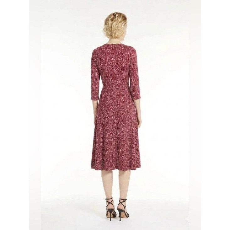 Max Mara MaxMara Silk Knit Jersey Long Sleeve Burgundy Print Midi Dre Size XS / US 0-2 / IT 36-38 - 14 Thumbnail