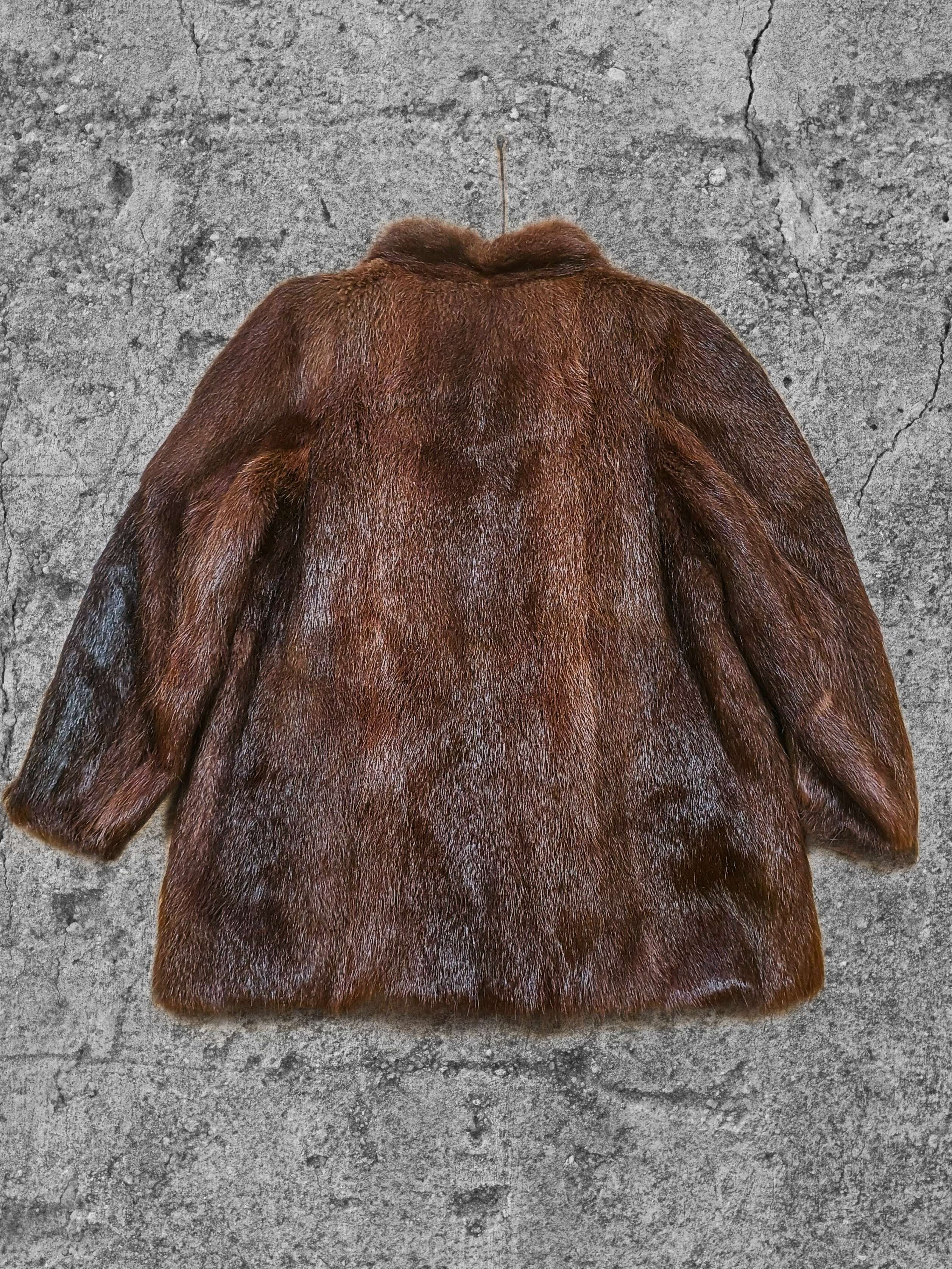 Vintage brown real fur leather jacket Size XL / US 12-14 / IT 48-50 - 2 Thumbnail