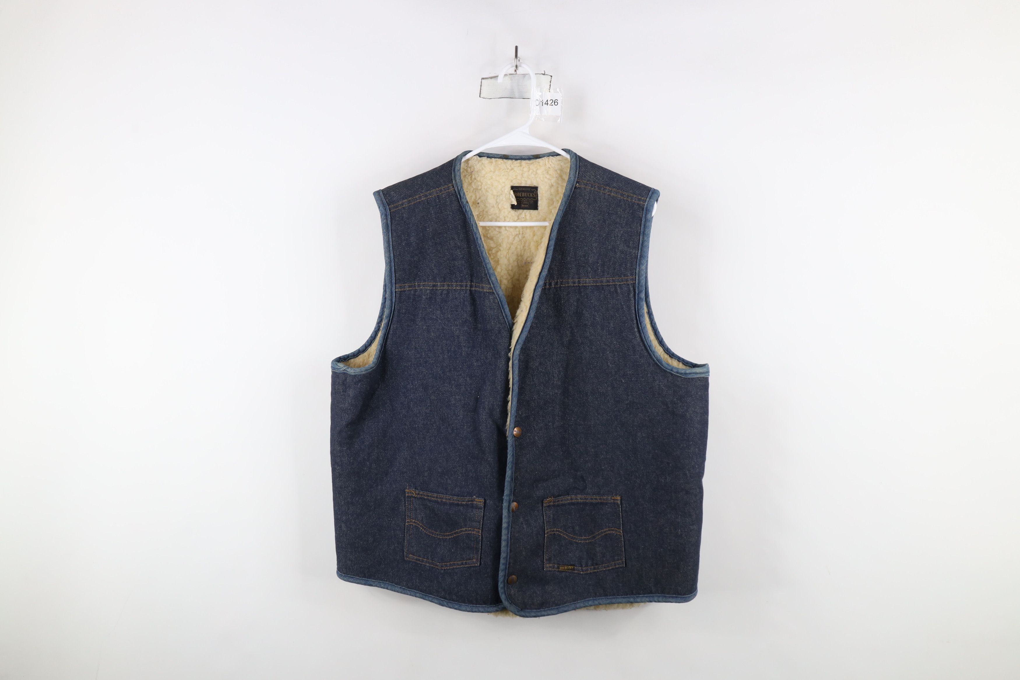 Vintage Vintage 70s Streetwear Fleece Lined Denim Vest Jacket USA Size US XL / EU 56 / 4 - 1 Thumbnail