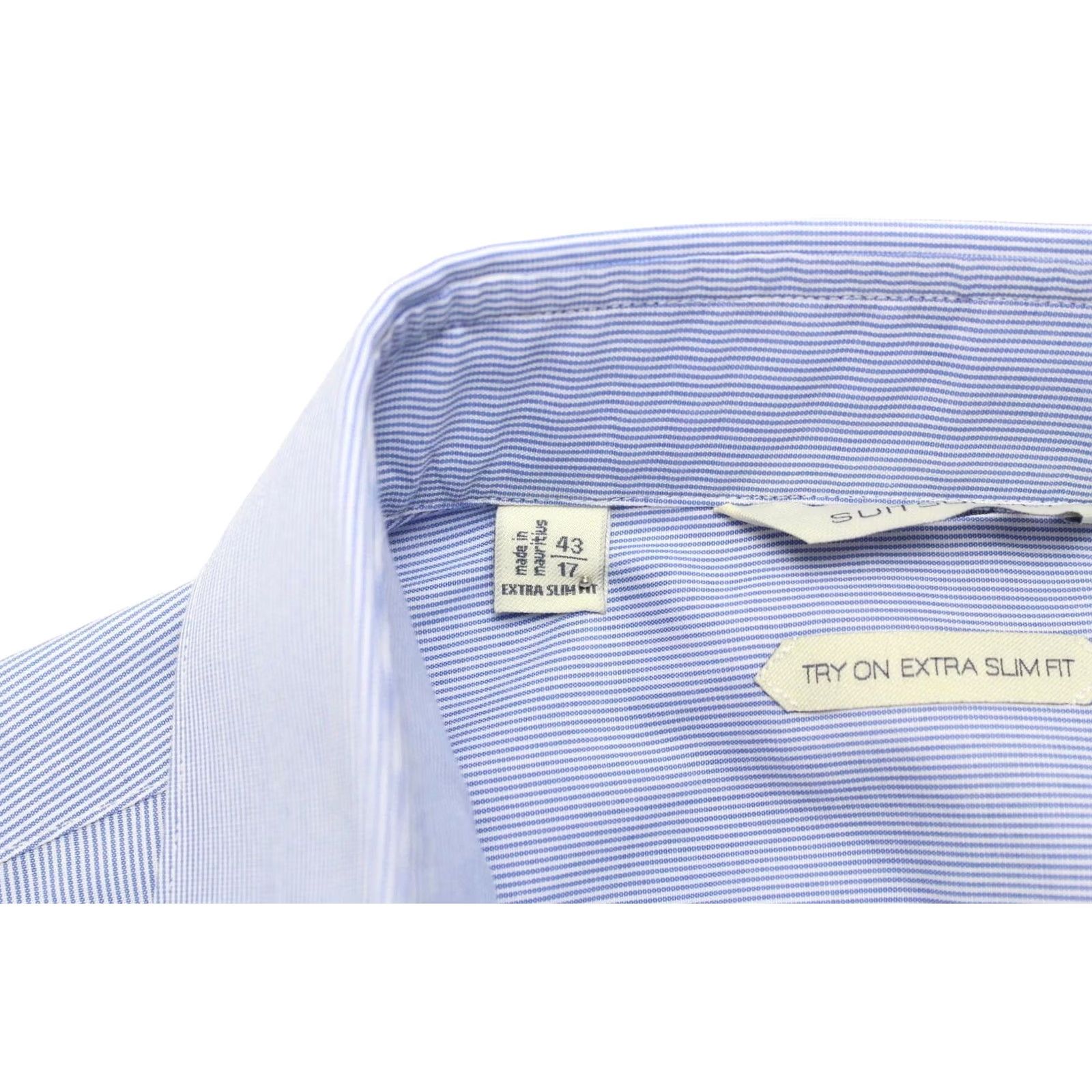 Suitsupply SUITSUPPLY Formal Shirt Men's Try On Extra Slim Fit Cutaway Collar 43 / 17 Blue Size 46R - 7 Thumbnail