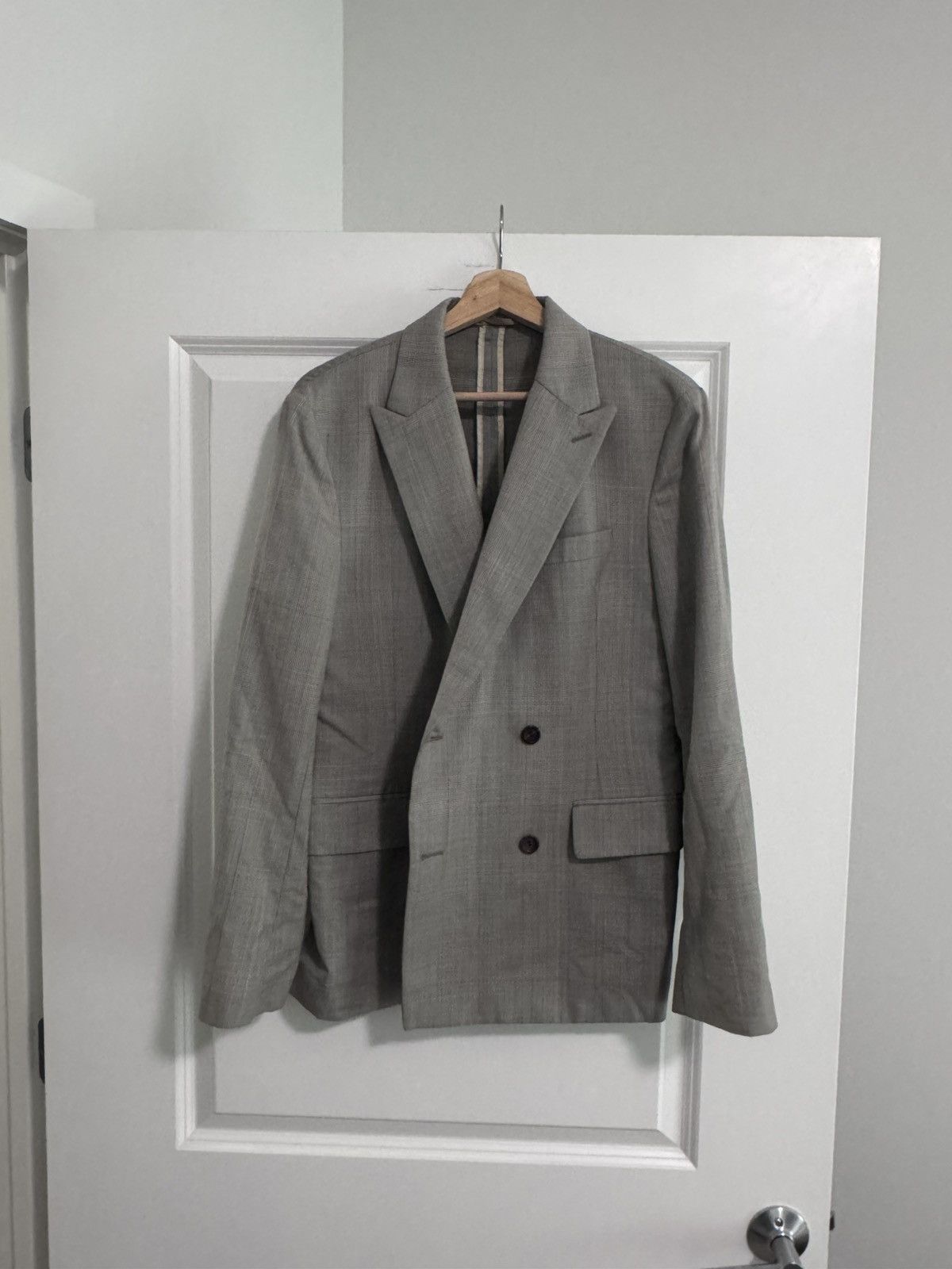 Beige Tweed Double Breasted Blazer