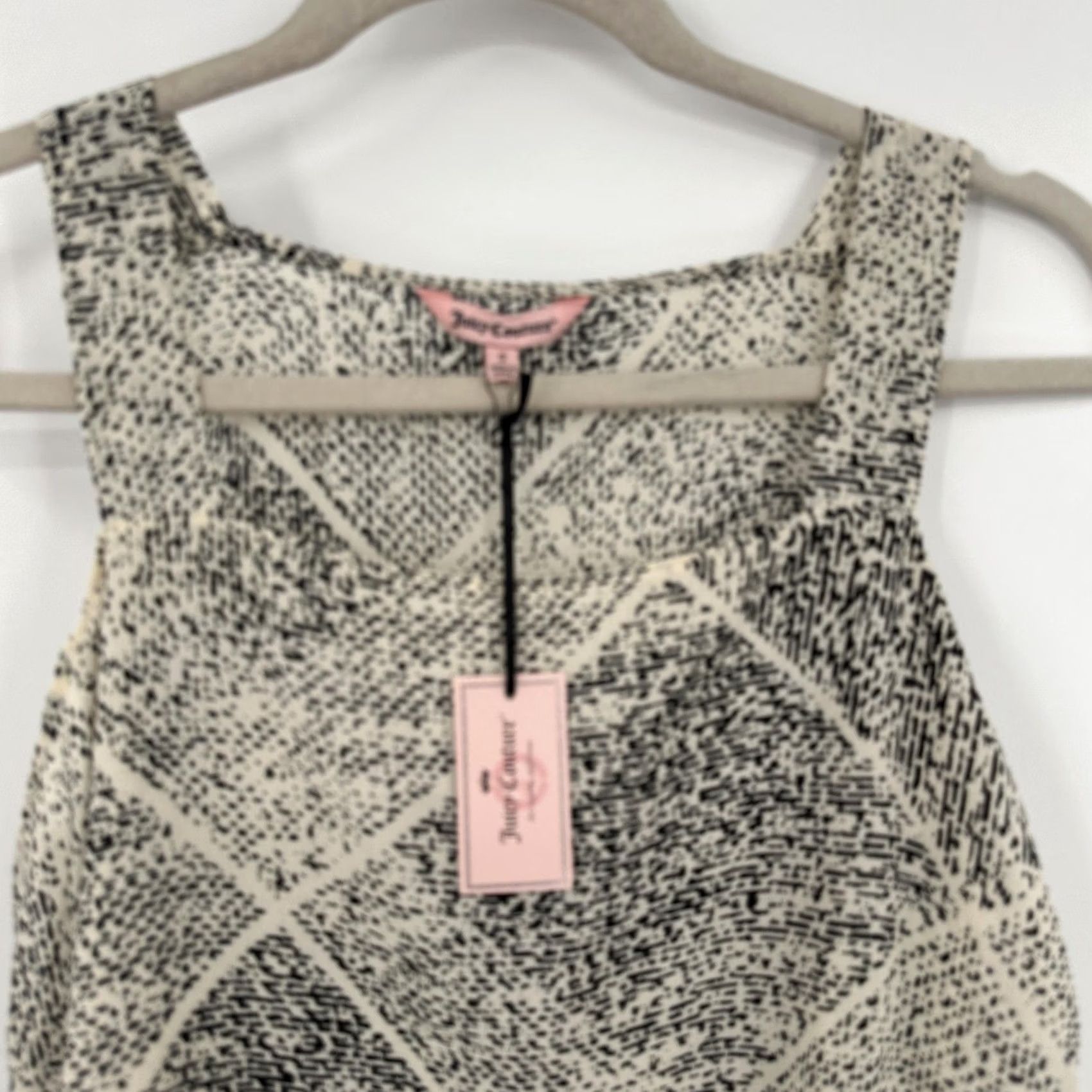 Juicy Couture Juicy Couture Tank Womens Small Sleeveless Stamped Jute Cream Black Geometric Dot Tunic Size S / US 4 / IT 40 - 2 Thumbnail