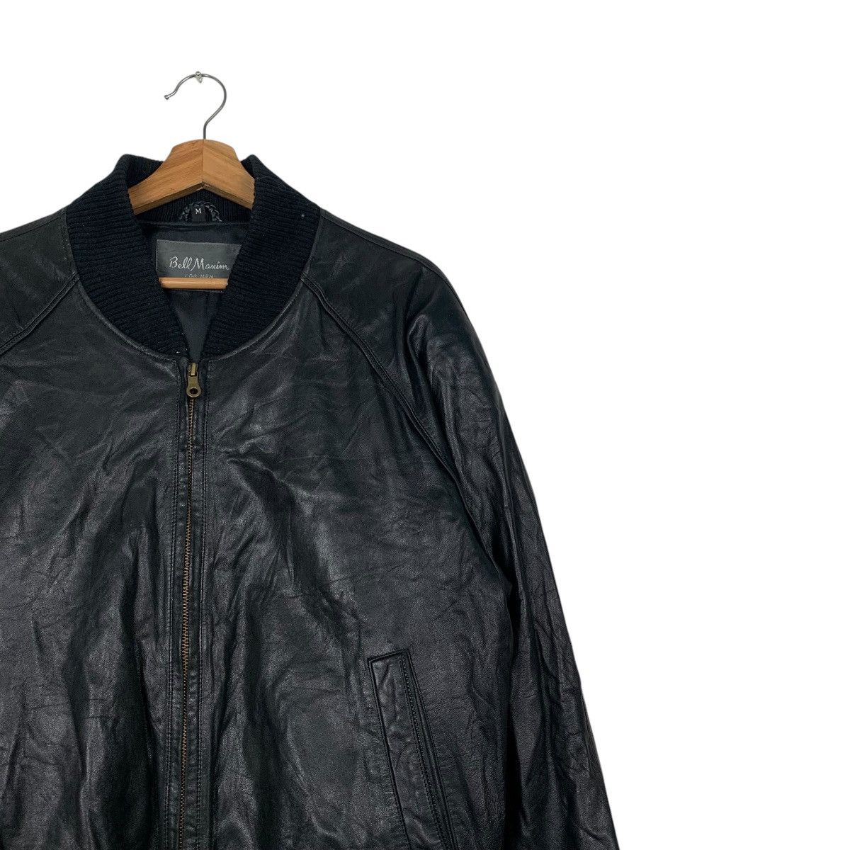 Japanese Brand BELL MAXIM Ships Big Logo Leather Bomber Jacket #2247-C99 Size US M / EU 48-50 / 2 - 7 Thumbnail