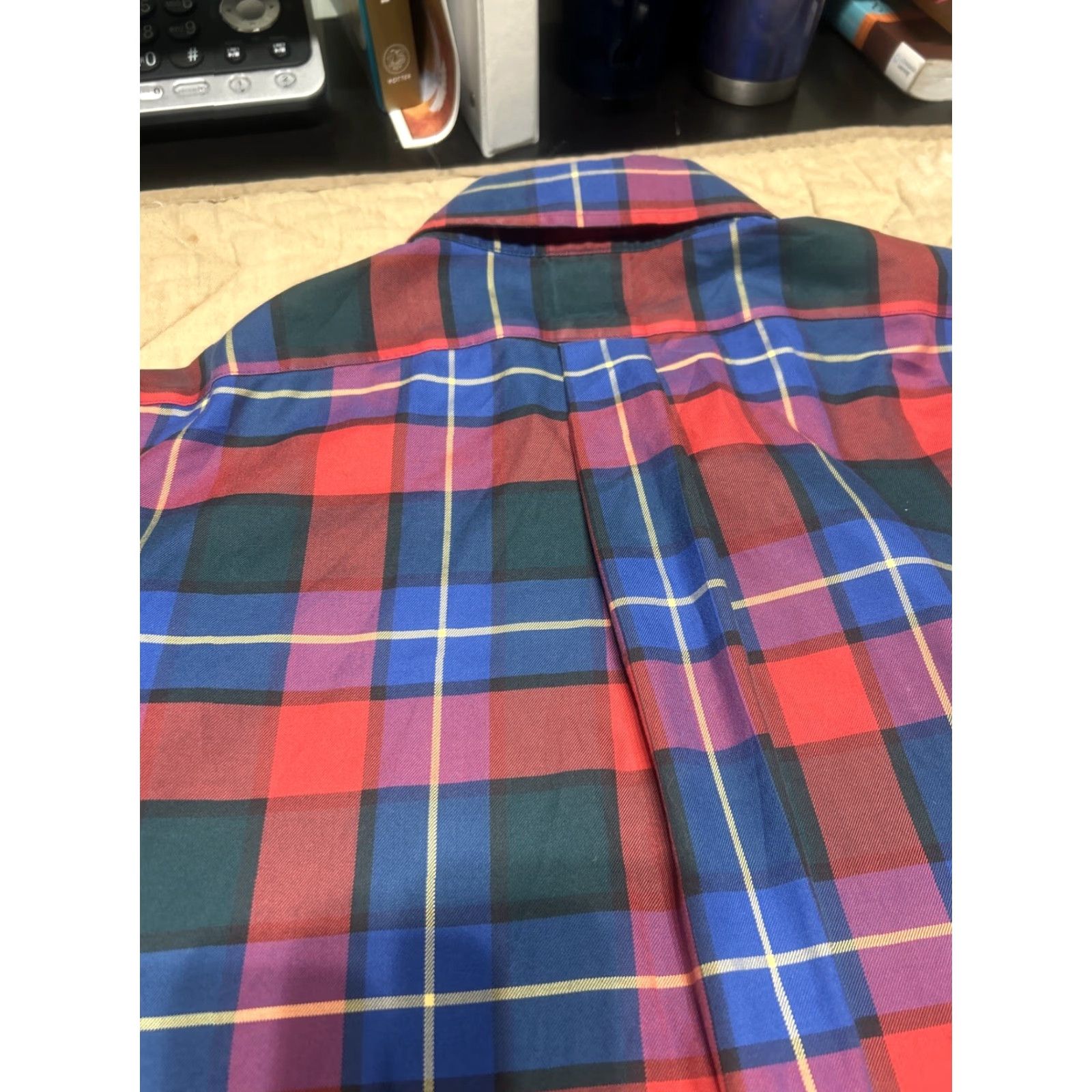 Brooks Brothers Brooks Brothers Dress Shirt Slim Fit All Supima Cotton Non-Iron L Mens Multicolor Plaid Slimming Size 42R - 6 Thumbnail