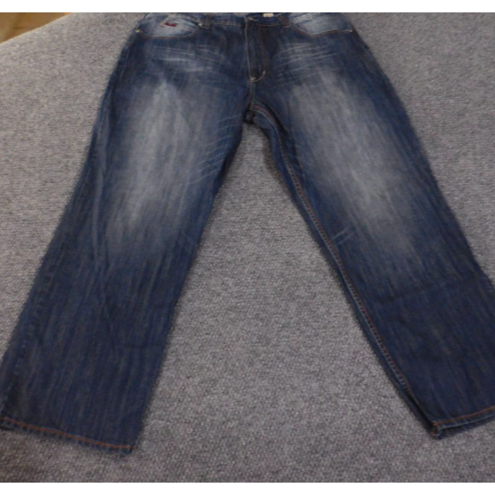 Etro muka Jeans 42x32 Mens Straight Denim Blue Cotton Zip Pockets Vintage Grunge Cowboy 90s Style Jeans Mens Regular 42x32 Size US 42 / EU 58 - 3 Thumbnail