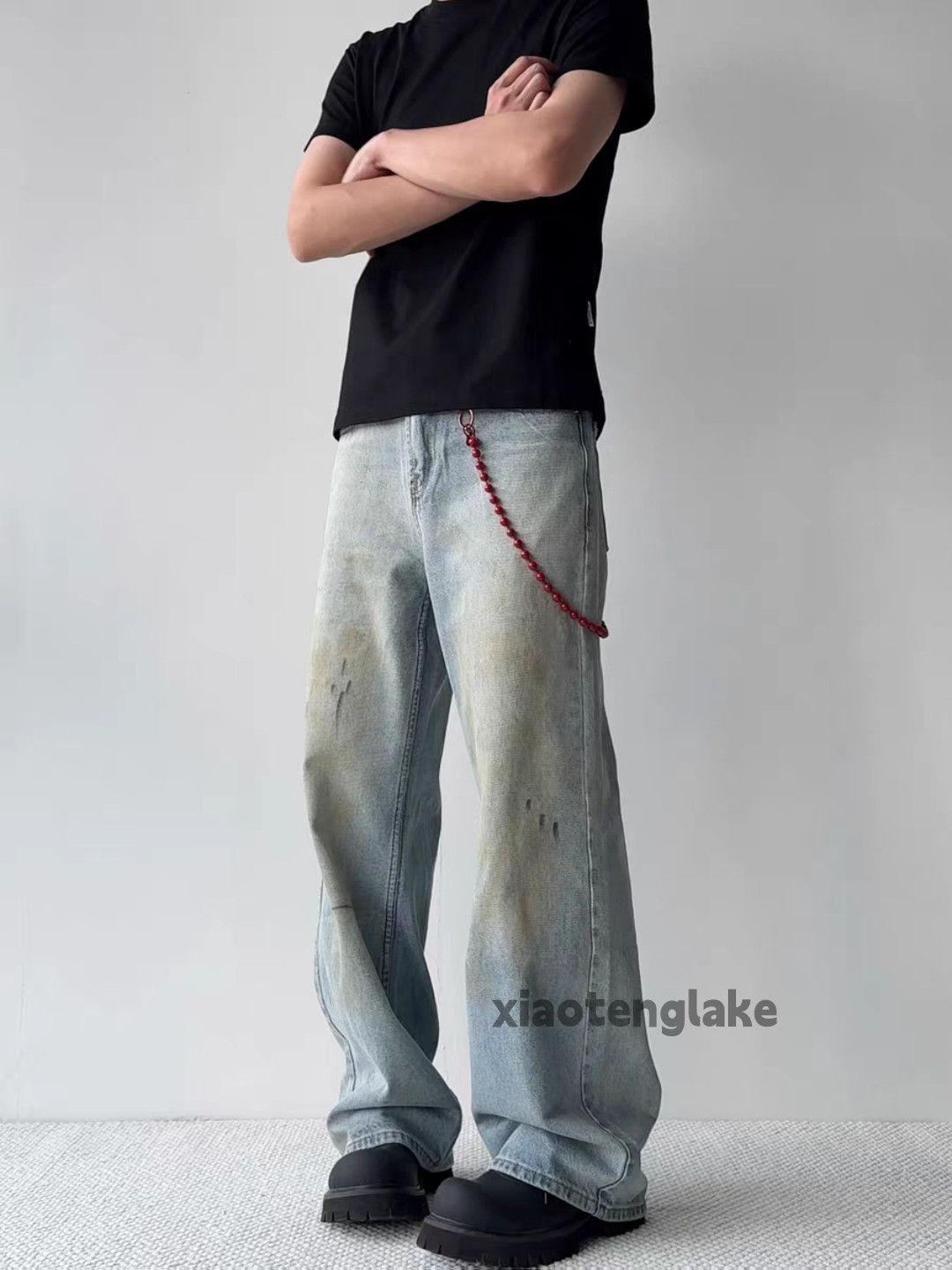 Jean × Vintage Washed faded stain paint grunge loose hiphop jeans Size US 30 / EU 46 - 7 Thumbnail