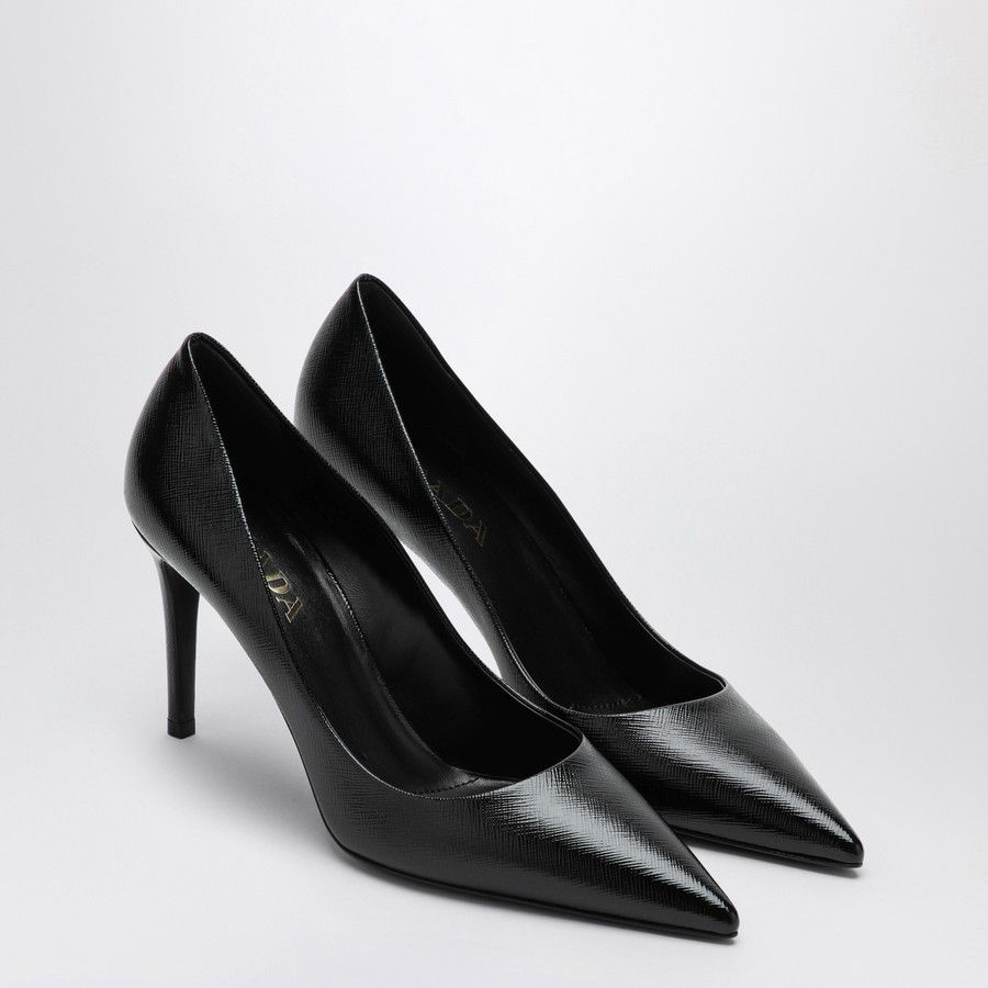 Prada o1d2blof0924 Logo Leather Décolleté in Black Size US 10 / IT 40 - 2 Thumbnail