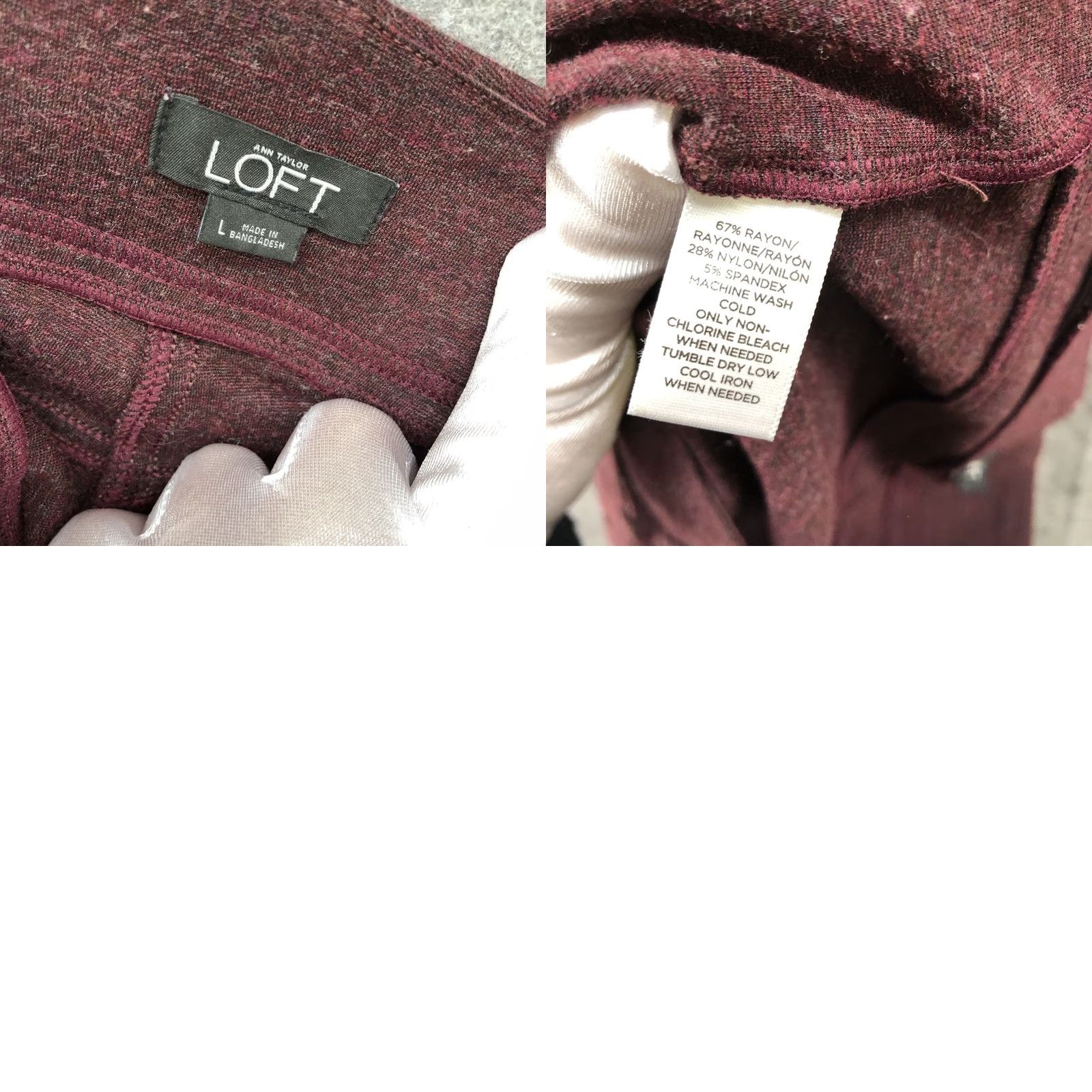 Loft LOFT Ann Taylor Leggings Womens L Wine Red Burgundy Knit Lounge Pull On Ankle 25in Inseam Elastic Waist Comfort Boyfriends? Size 36" / US 14 / IT 50 - 8 Thumbnail