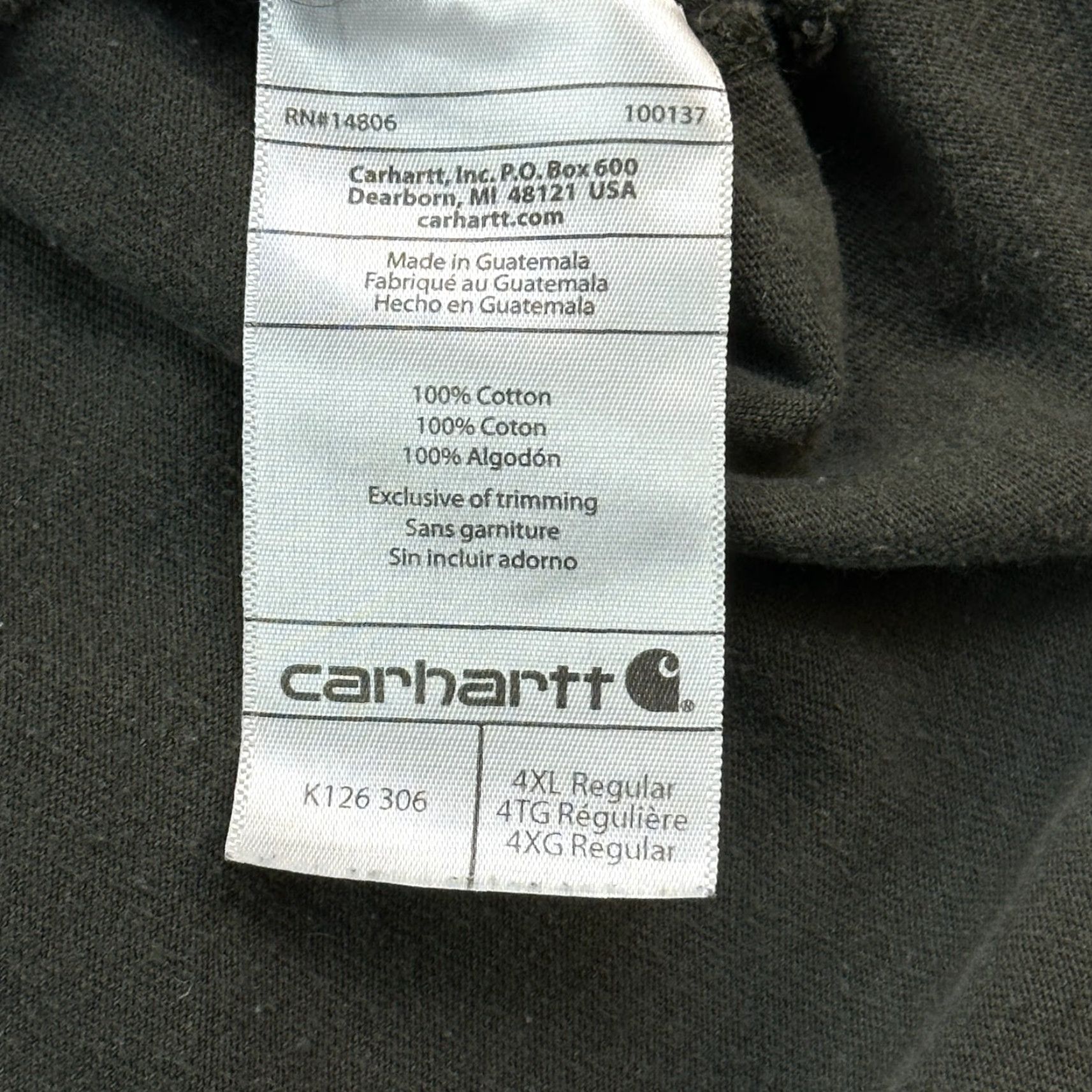 Carhartt Carhartt Mens 4XL Peat Original Fit Long Sleeve Heavyweight Pocket Tee Shirt (Crew Neck) Size US XXL / EU 58 / 5 - 4 Thumbnail