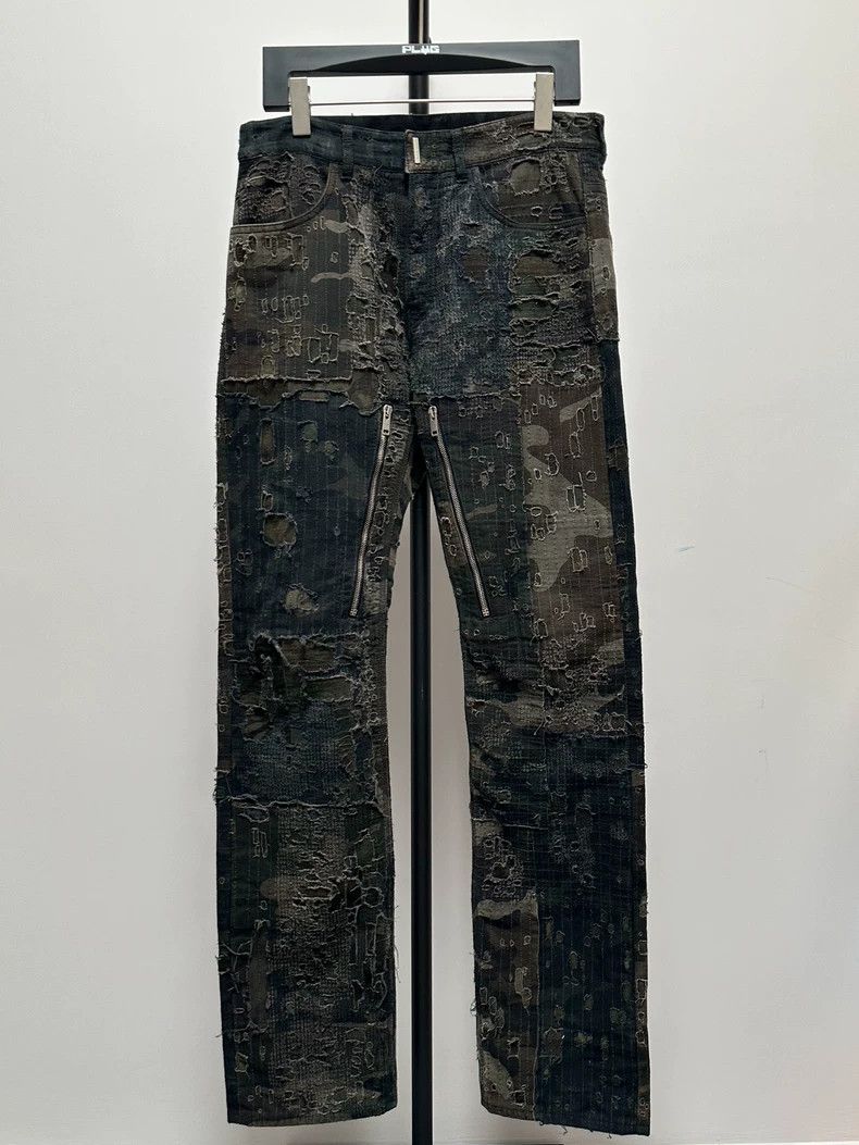 Givenchy Givenchy Black and Green Boro Ripped Jeans Size US 32 / EU 48 - 1 Thumbnail