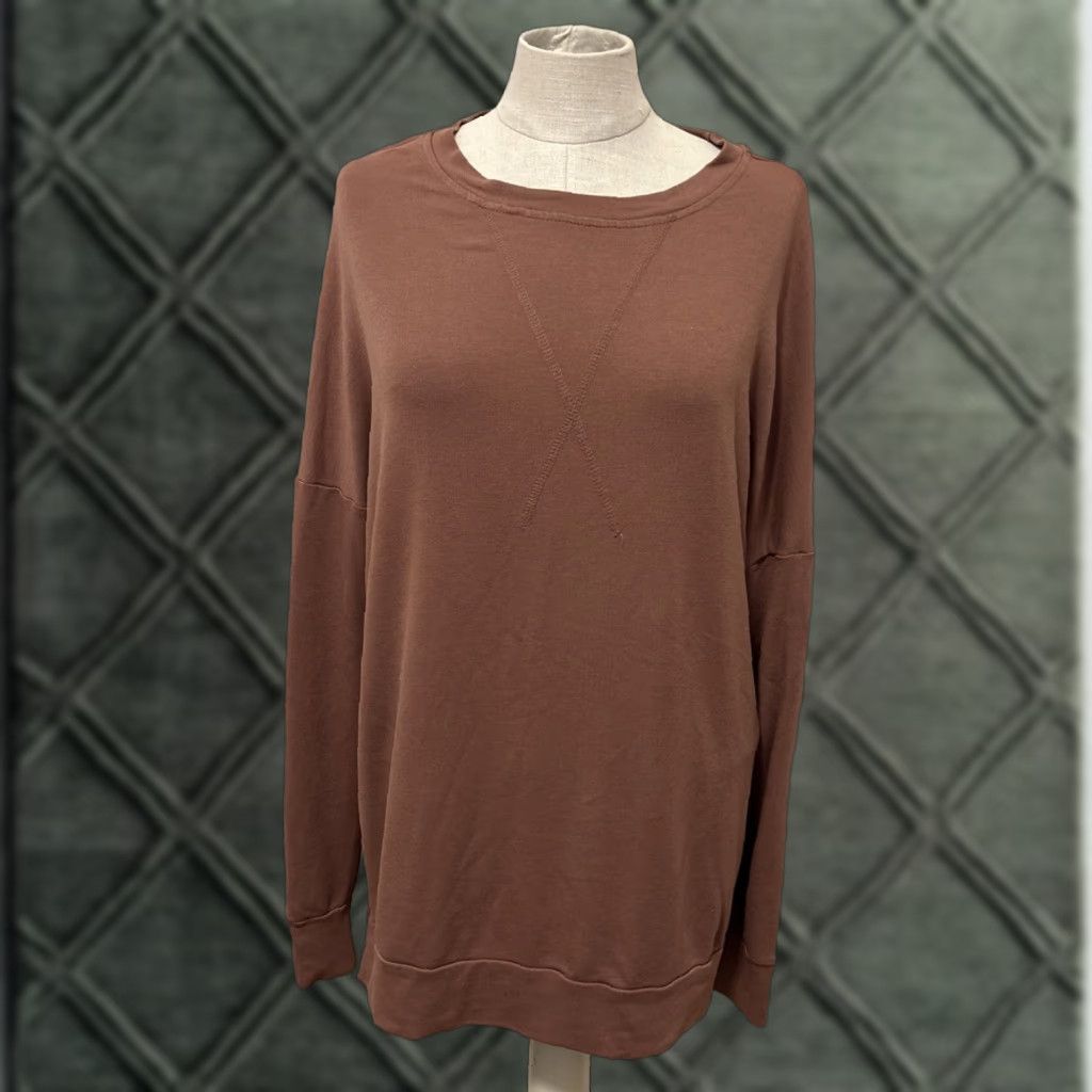 Vintage Wishlist Shirt Womens Small Light Brown Crew Neck Knit Top Long Sleeve Pullover 21-21.5" pit 27" length Casual 2012 Size S / US 4 / IT 40 - 1 Thumbnail