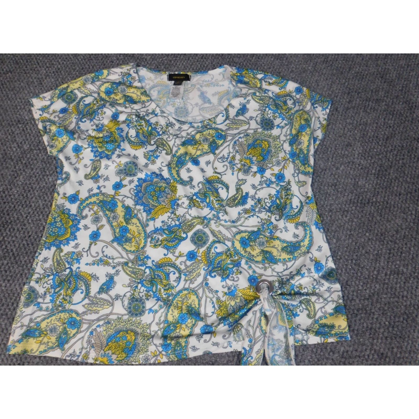 Vintage Espresso Blouse Womens Small Green floral pullover Size S / US 4 / IT 40 - 3 Thumbnail