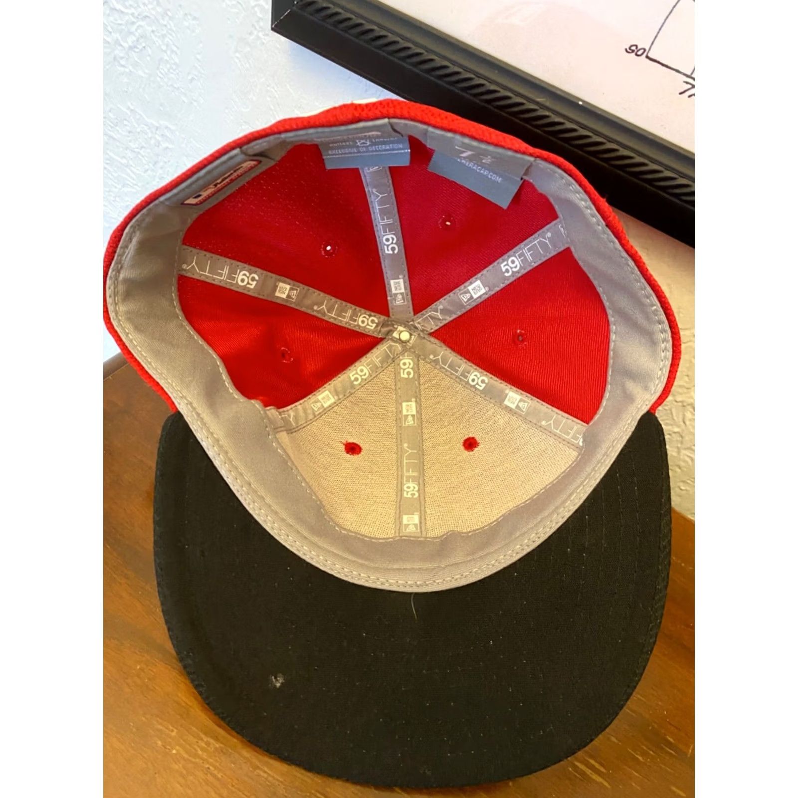 MLB VINTAGE Cincinnati Reds MLB Baseball Cap Hat 7 1/2 Red Blue 59Fifty Fitted United States Men Baseball Cap Mens Size ONE SIZE - 5 Thumbnail