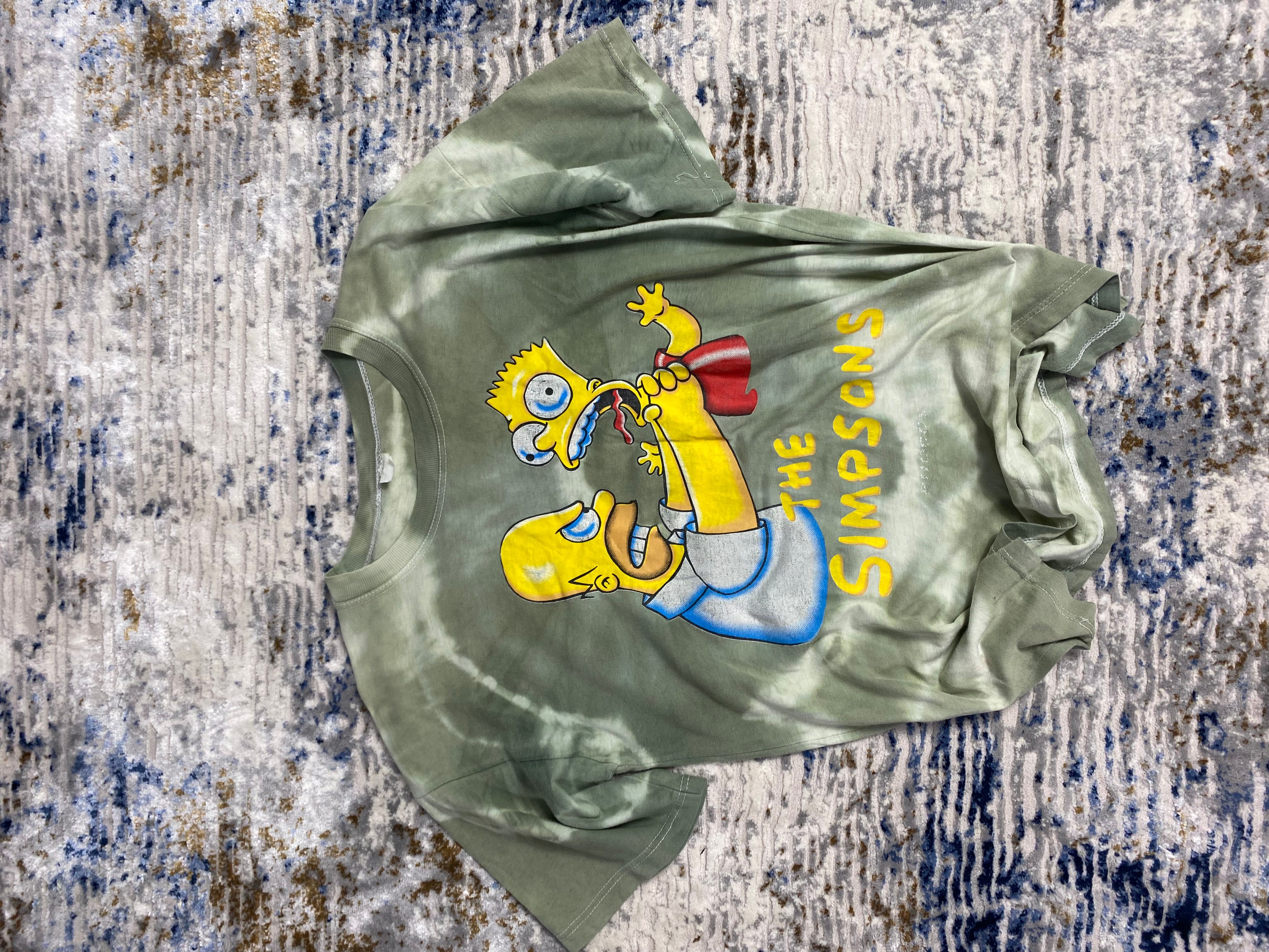 Pre-owned The Simpsons X Vintage Simpson T Shirt Tie Dye In Khaki