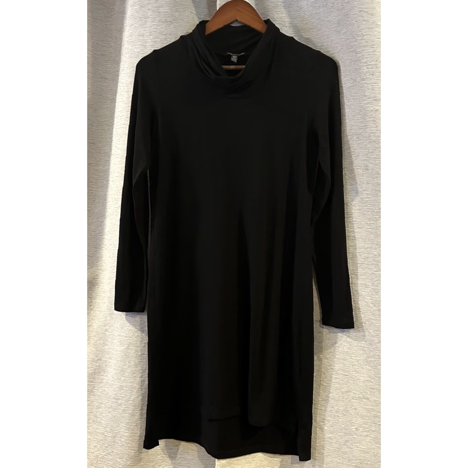 Eileen Fisher EILEEN FISHER Dress Shift XS Black Jersey Knit Knit Black, XS Women Knee Length Long Sleeve Turtleneck Pullover Vintage No Size XS / US 0-2 / IT 36-38 - 4 Thumbnail