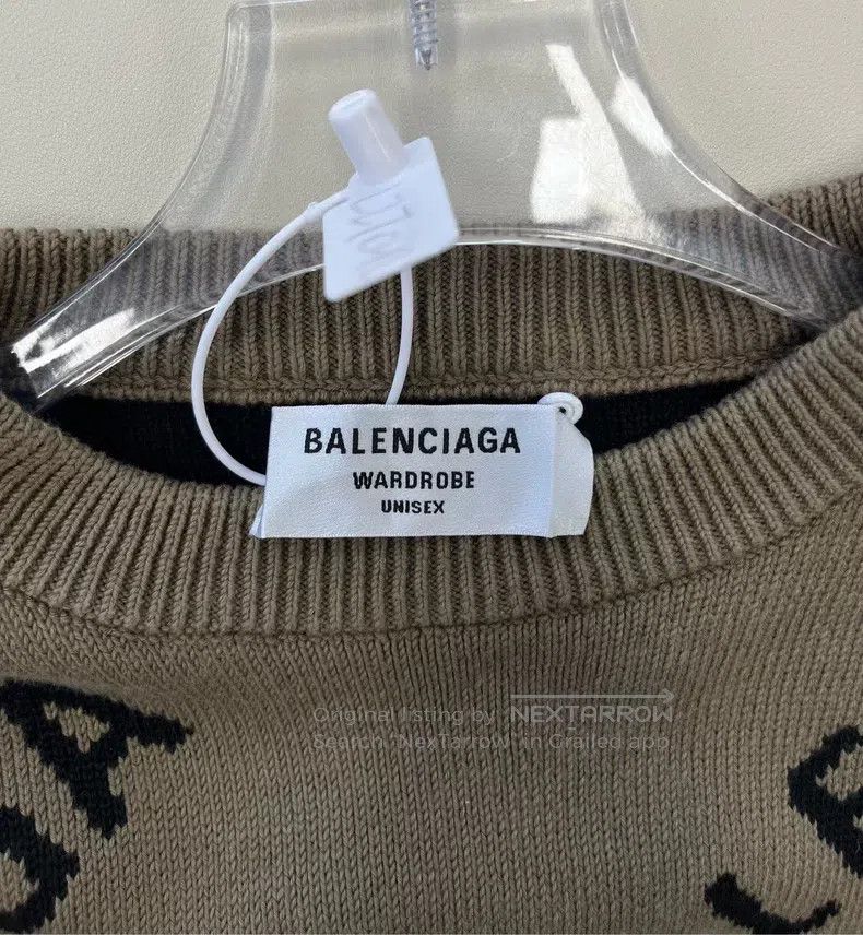 Balenciaga Balenciaga Beige Logo Printed Knit Sweater Size US XS / EU 42 / 0 - 3 Thumbnail