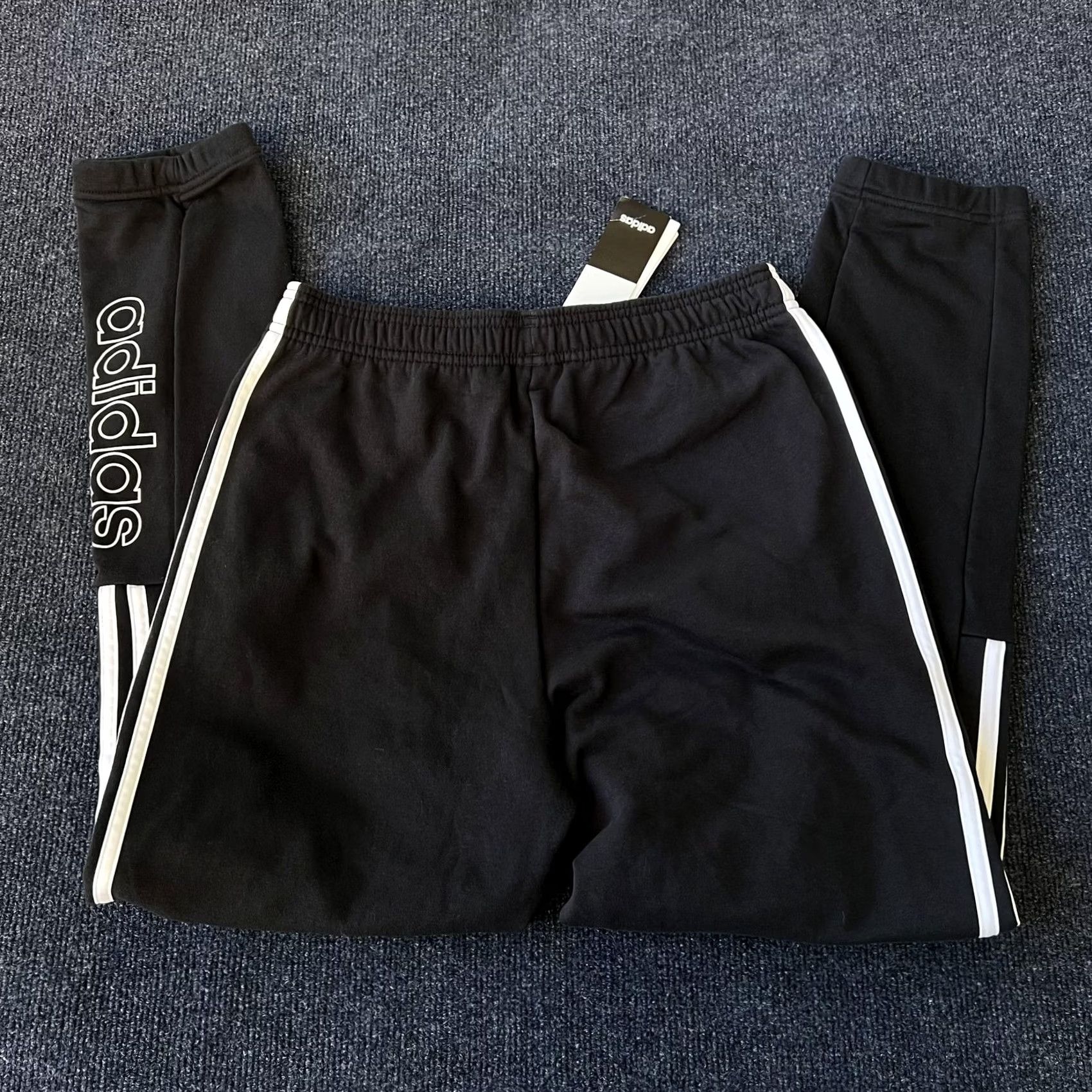 Adidas Adidas Mens Medium Black White 3-Stripes Jogger Fleece Pants GT9435 Size US 31 - 3 Thumbnail