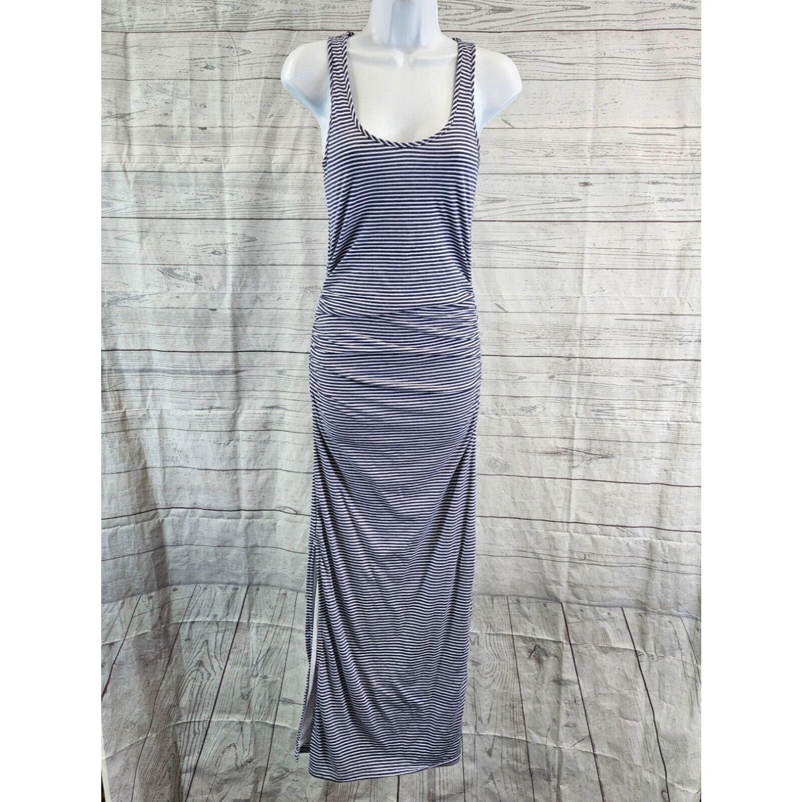 Victoria's Secret Victorias Secret Womens Maxi Dress Sz XS Blue White  Stripe Scoop Neck Ruched | Grailed