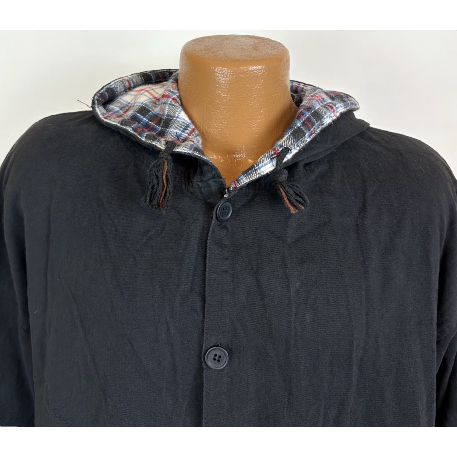 Vintage Vintage 90s Hooded Jacket Adult Large Relaxed Fit Minimal Plaid Flannel Lined Size US L / EU 52-54 / 3 - 3 Thumbnail