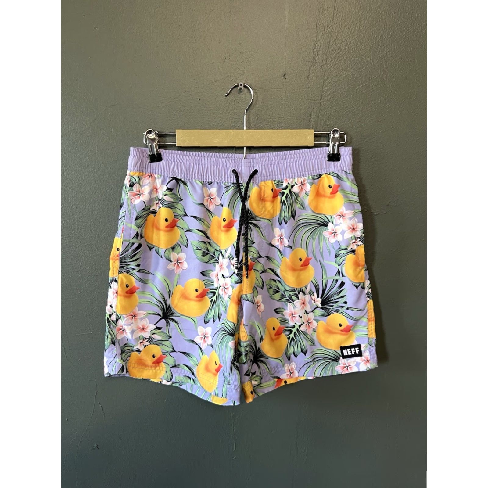 Vintage Neff Mens Purple Swim Trunks w/ lining Duck Pattern Size S Purple Duck Trunks Mens Size US 29 - 2 Thumbnail