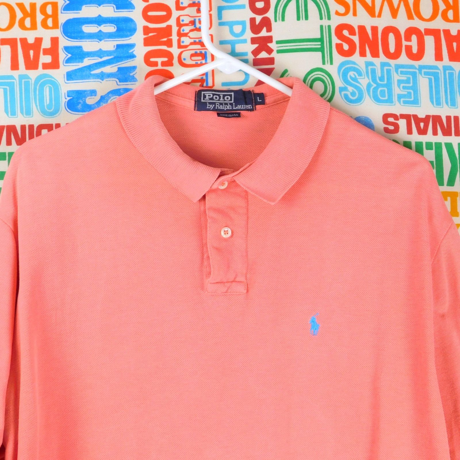 Polo Ralph Lauren Ralph Lauren Polo Shirt Size L Salmon Pink Blue Pony 90s Size US L / EU 52-54 / 3 - 4 Thumbnail