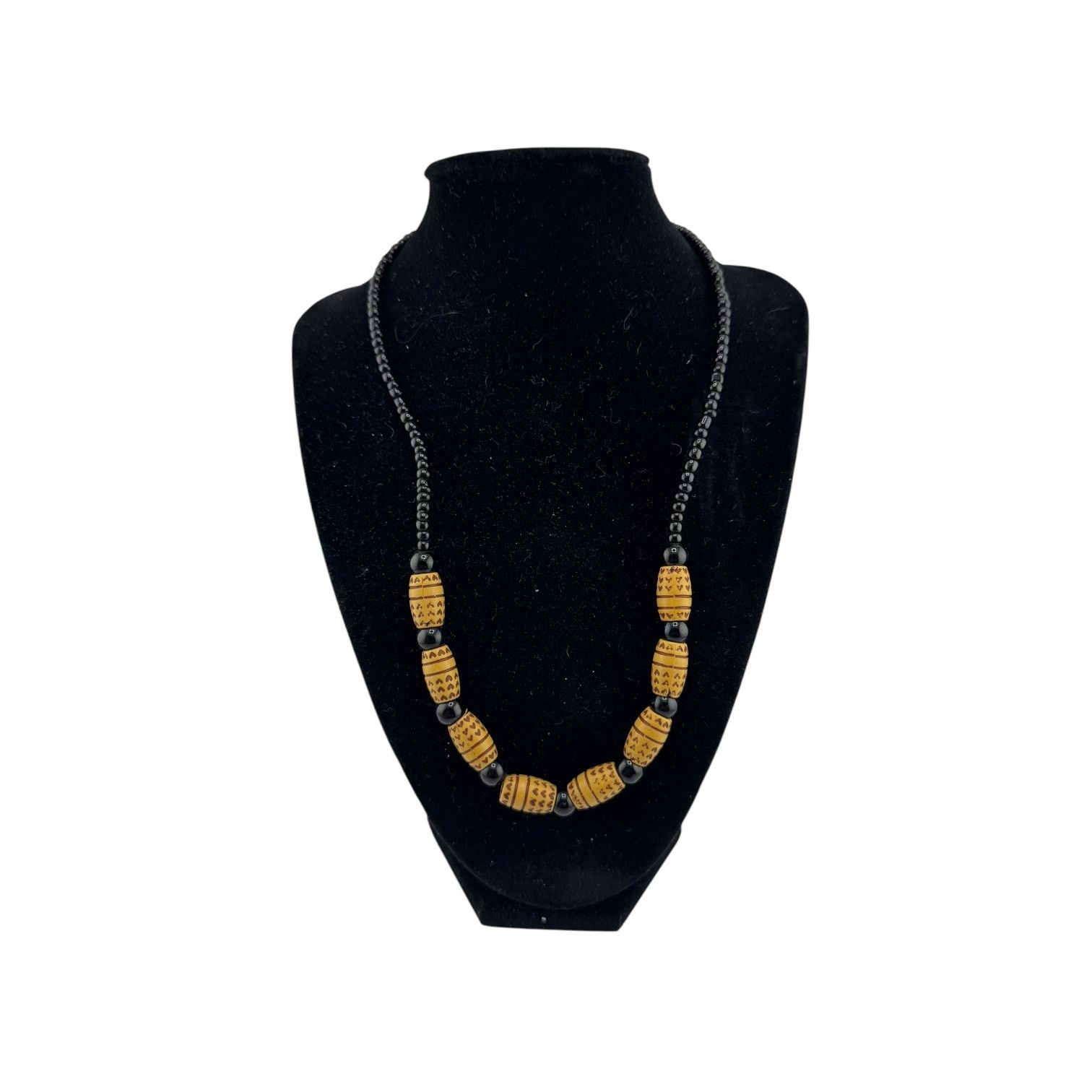 Other Bold Bead Statement: Black & Tan Handmade Necklace Size ONE SIZE - 1 Thumbnail