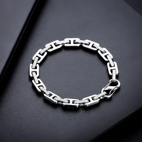 Jewelry Silver Link Chain Bracelet, Chunky Chain Bracelet Size ONE SIZE - 7 Thumbnail
