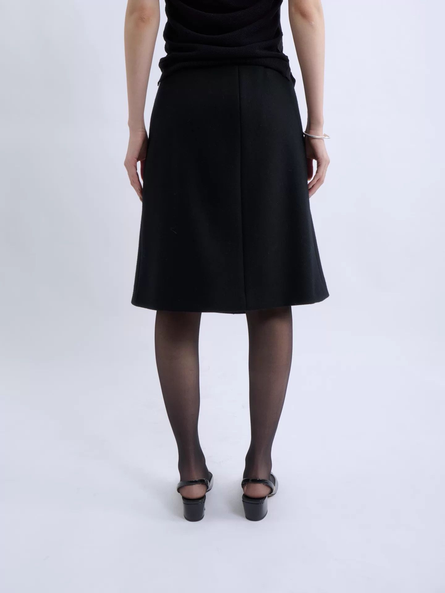 Prada PRADA 00s Double Buckle Black Wool Skirt Women Size 26" / US 2 / IT 38 - 4 Thumbnail