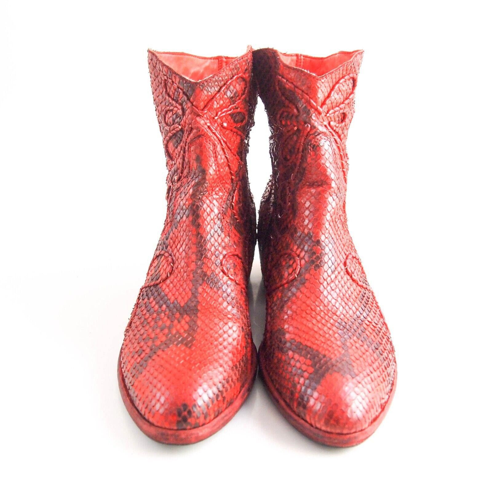 Designer Fauzian Jeunesse Python Boots Red Size US 6 EU 36 $960 Size US 6 / IT 36 - 3 Thumbnail