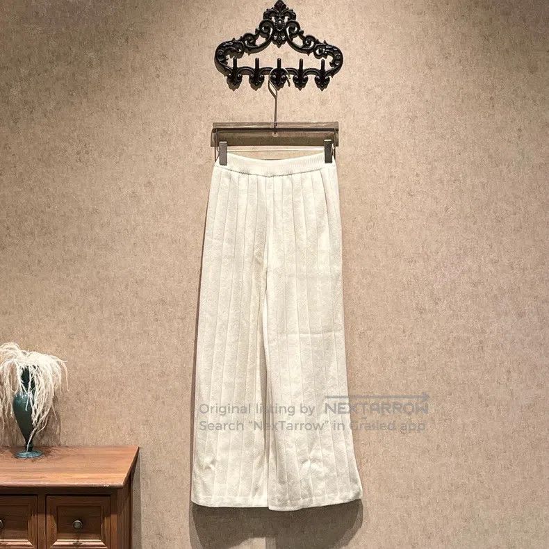 Loro Piana Loro Piana Cashmere Beige Cashmere Knit Wide Leg Pants Size 25" / US 0 / IT 36 - 2 Thumbnail