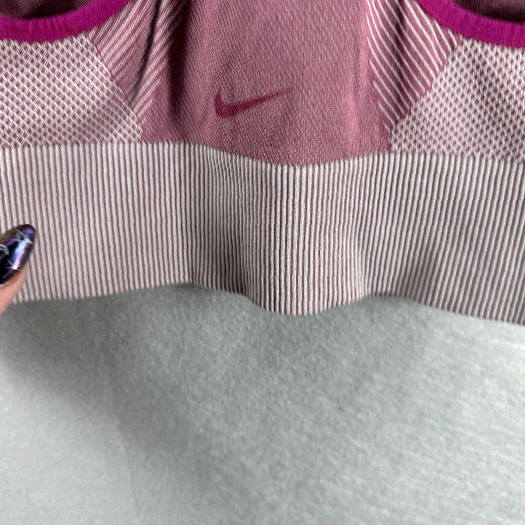 Nike Nike Sports Bra Womens Small Pink Gray Dri-FIT Low-Impact Padded Indy Racerback One Size Bleed of Color? Size ONE SIZE - 7 Thumbnail