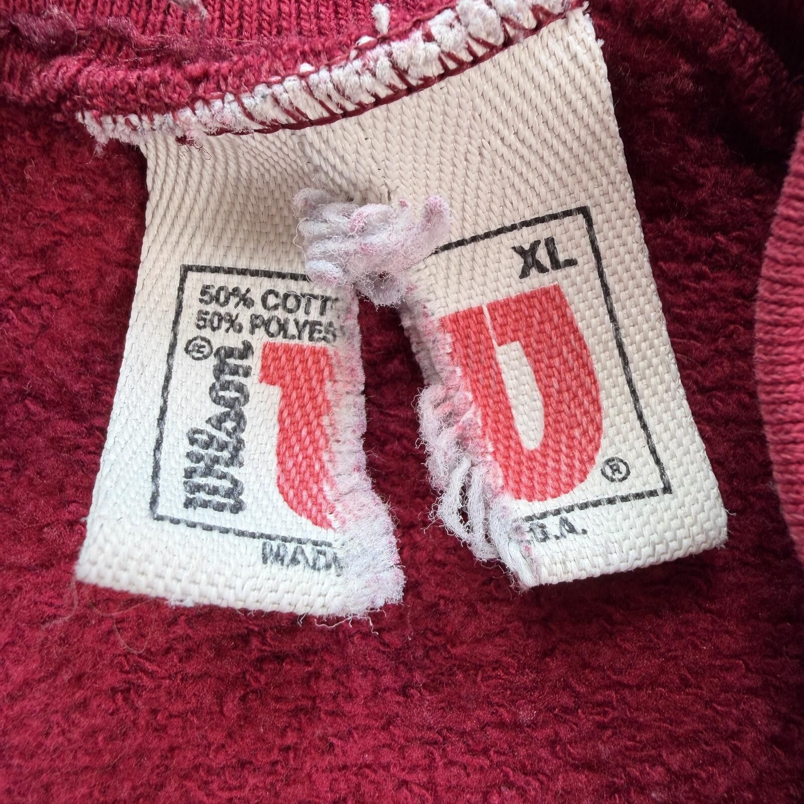 Wilson Vintage 90s Wilson Sweatshirt Red Faded Made in USA XL Size US XL / EU 56 / 4 - 4 Thumbnail