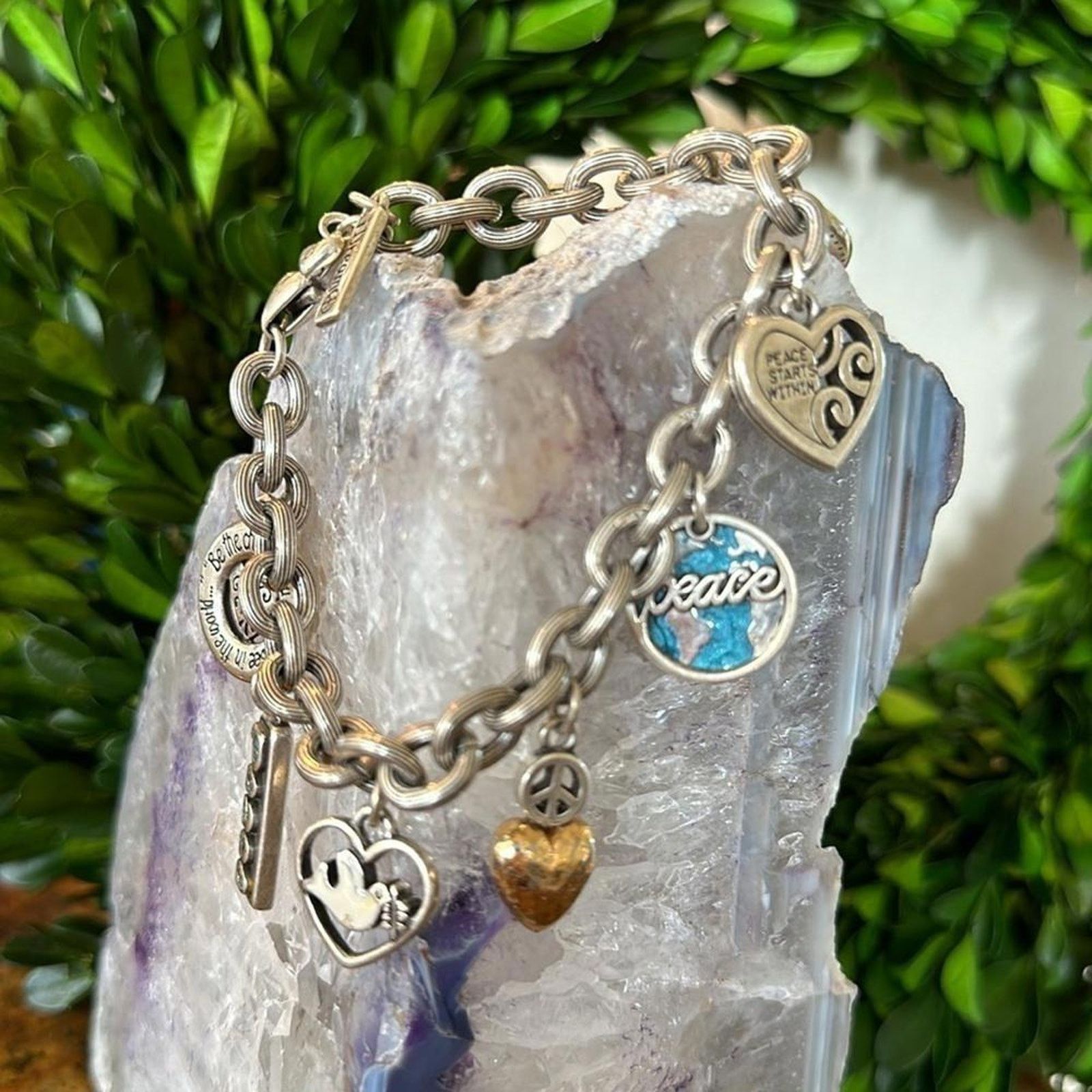 Designer Brighton Retired Charming Silver Bracelet Earth Size ONE SIZE - 5 Thumbnail