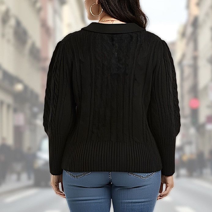 Other Design 365 Women’s Black Balloon Sleeve Cardigan Sz 1x Size XL / US 12-14 / IT 48-50 - 5 Thumbnail