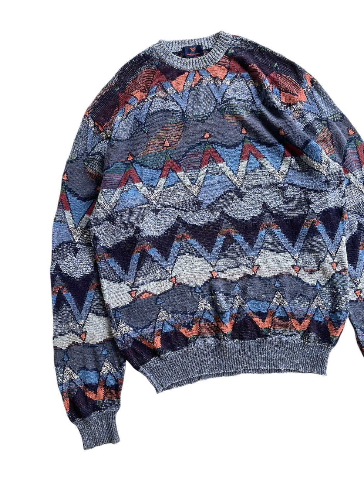 Mario Valentino Mario Valentino Colorful Abstract Knitted Sweater Oversize Size US M / EU 48-50 / 2 - 4 Thumbnail