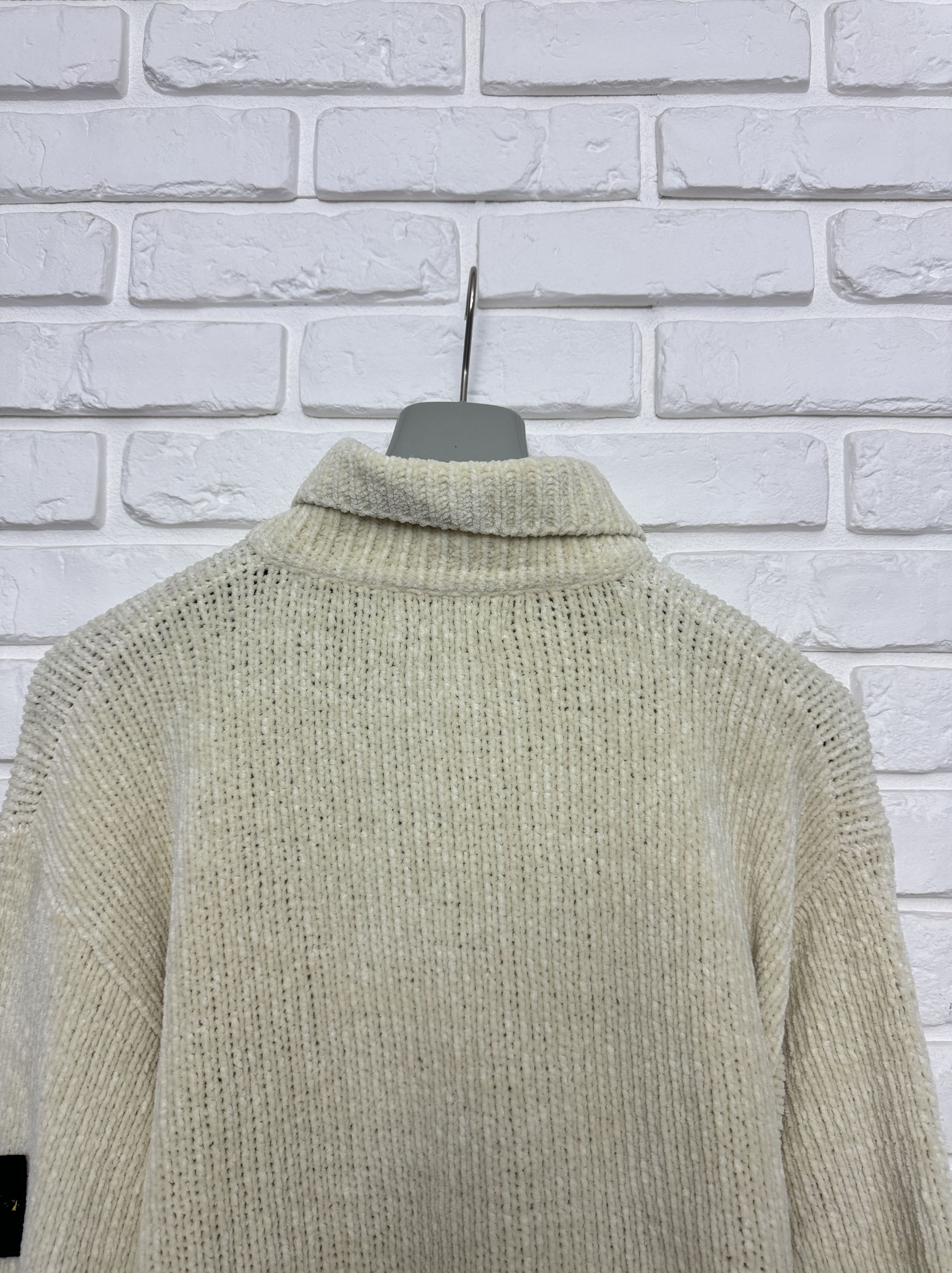 Stone Island 90s Stone Island 1998 Chenille Knit Pullover Cream Sweater L Size US L / EU 52-54 / 3 - 14 Thumbnail