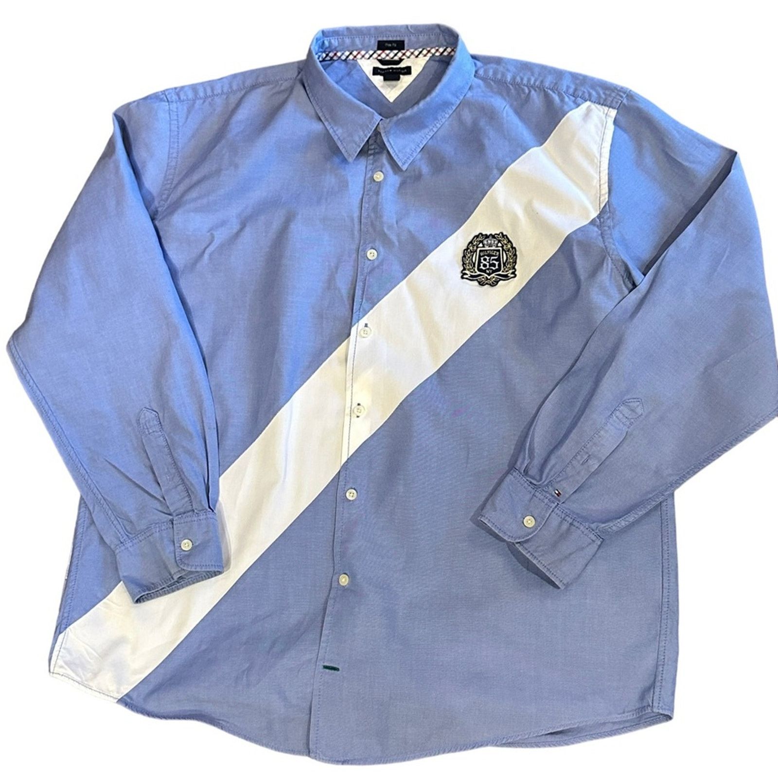 Tommy Hilfiger Tommy Hilfiger XXL Blue & White Long Sleeve Button Up Shirt Size US XXL / EU 58 / 5 - 1 Thumbnail